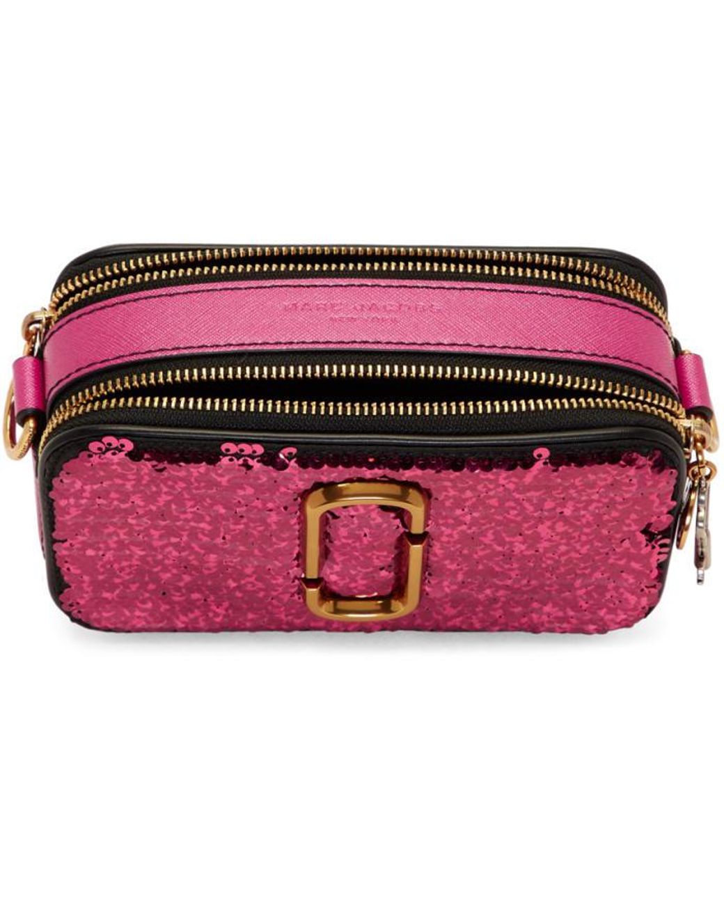 Marc Jacobs Saffiano Sequin Crystal Embellished Small Snapshot Camera Bag