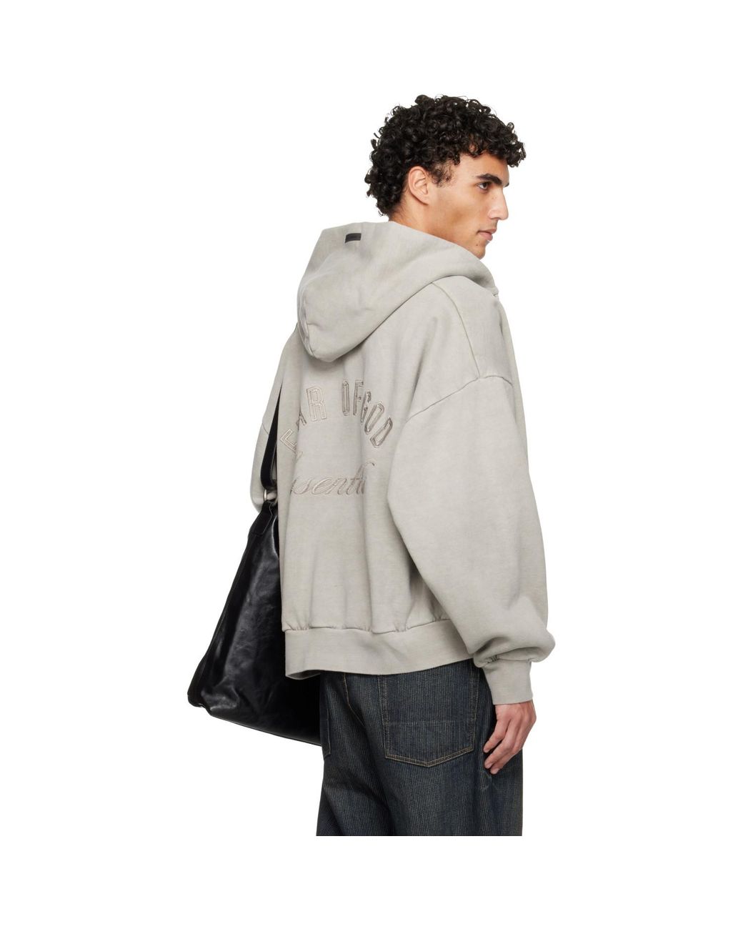Fear Of God Gray Holiday Embroidered Classic Full Zip Hoodie for men