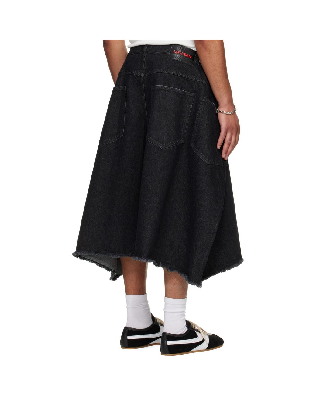 Lu'u Dan Black Denim Maxi Shorts for men