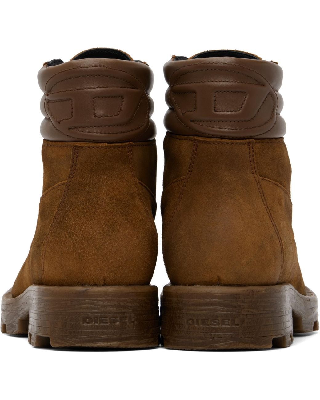 DIESEL Brown Tan D-Hammer Combat Boots for men