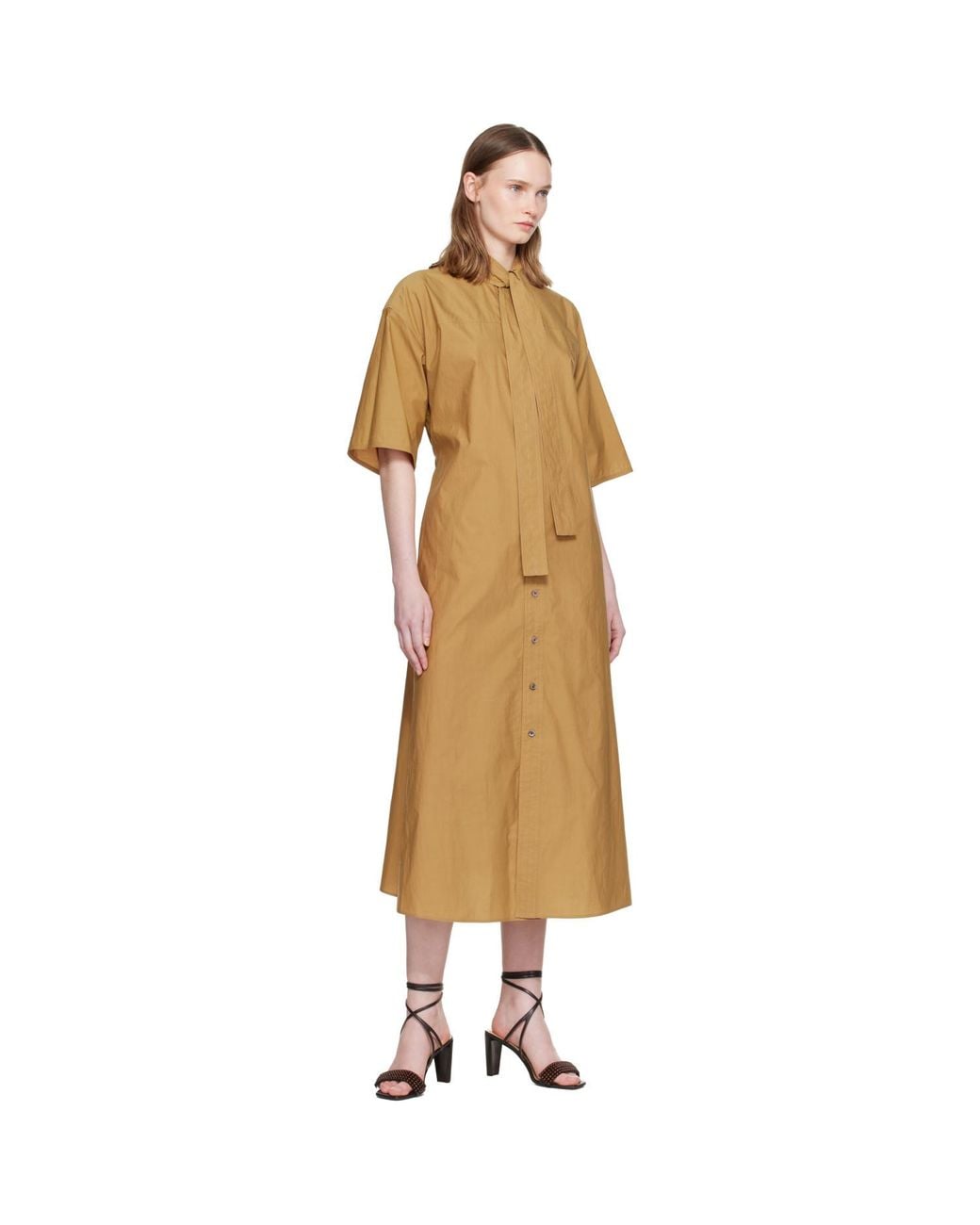 Lemaire Metallic Tan Reversible Tube Midi Dress