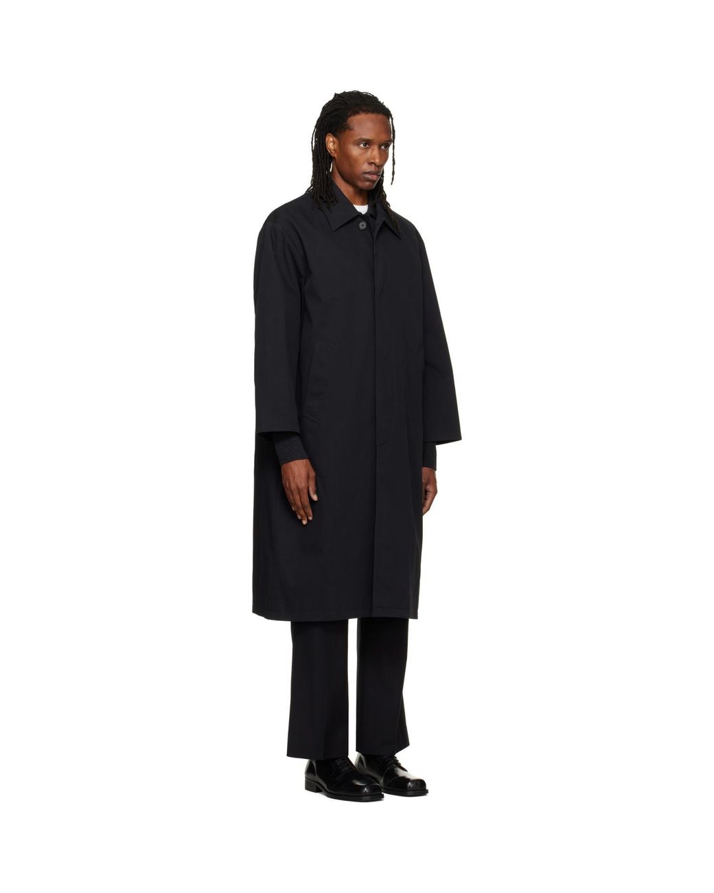 DUNST Black Refined Mac Coat for men