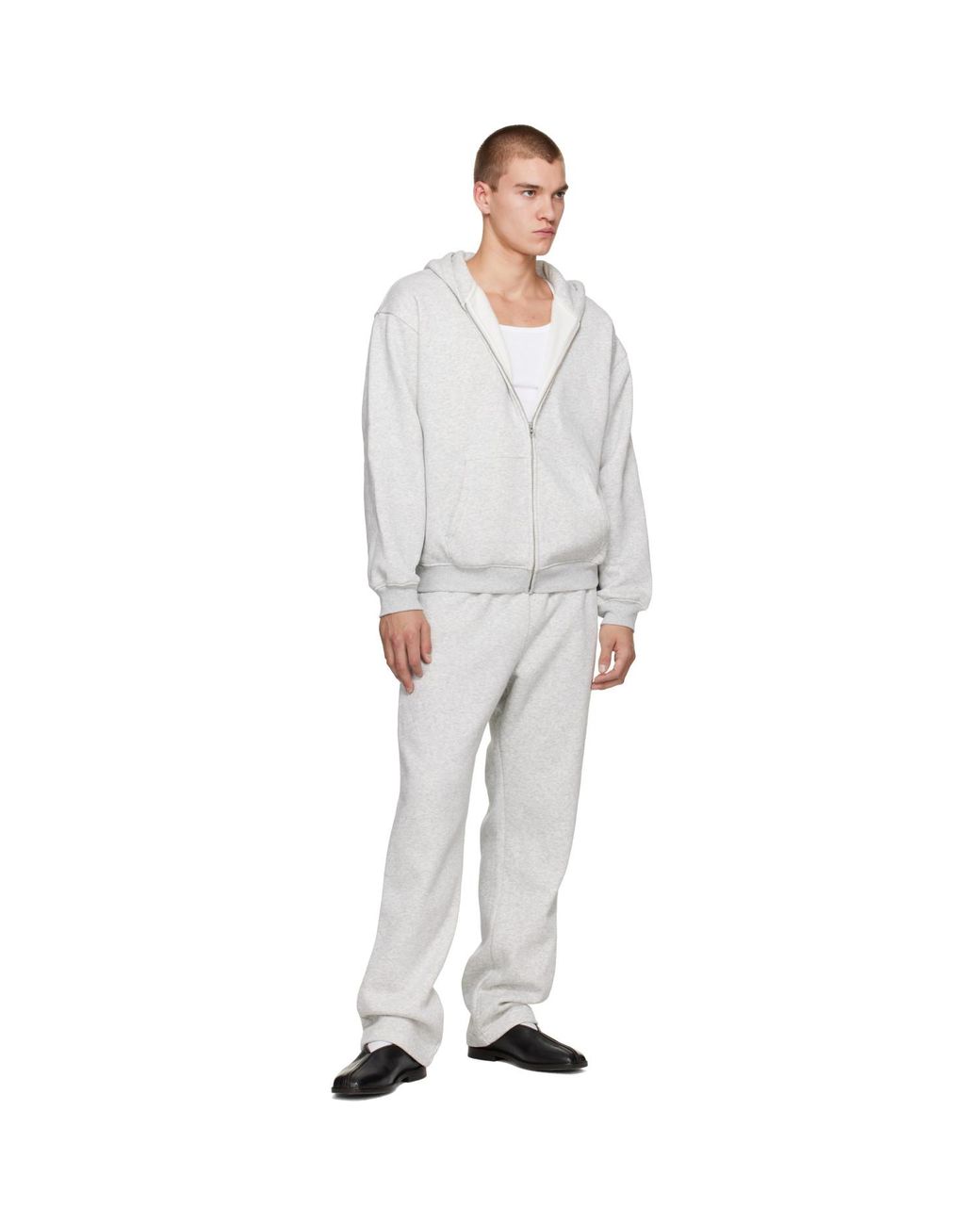 Skims Gray Fleece Lounge Relaxed Zip-Up Hoodie for men
