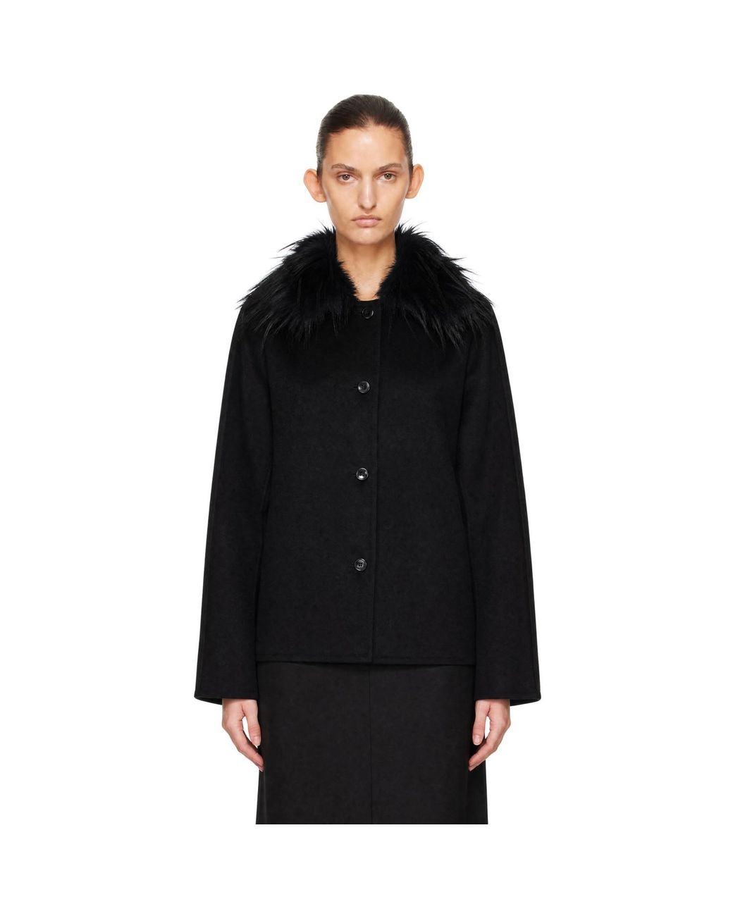 Loulou de Saison Black Rafe Detachable Faux-Fur Collar Jacket