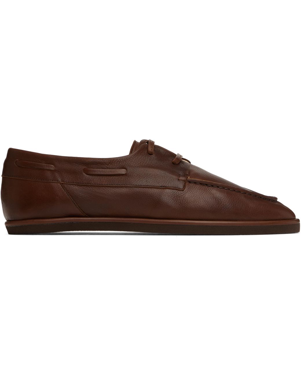 AURALEE Soft Leather Deck Shoes in Brown for Men | Lyst