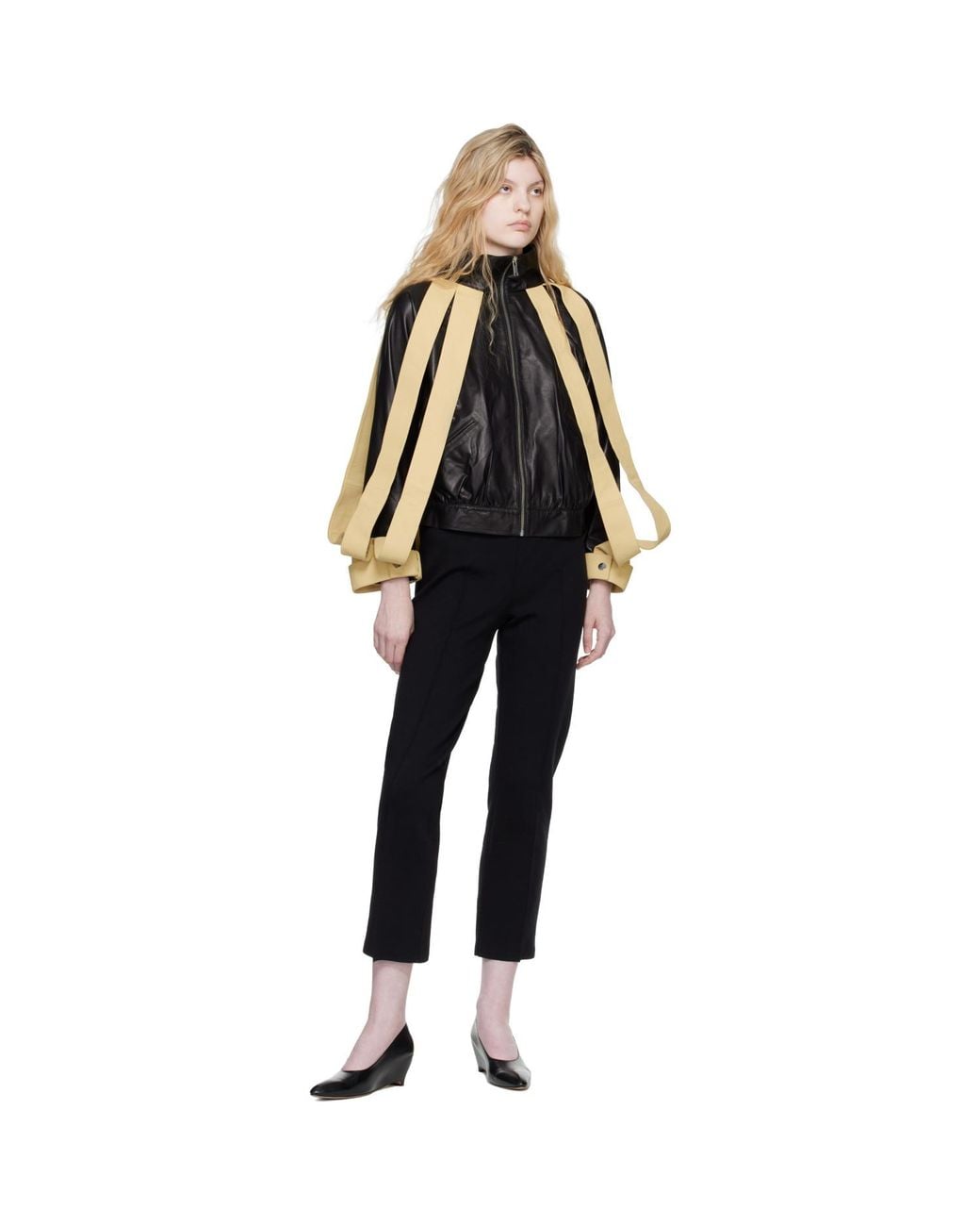 Super Yaya Black Lansquenet Leather Bomber Jacket