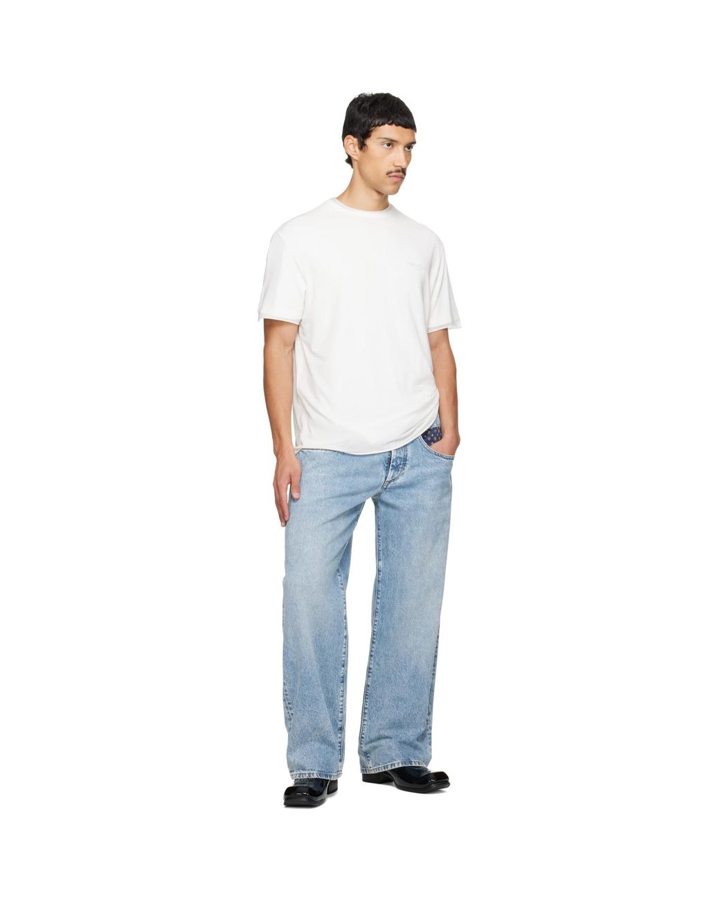 Maison Margiela Blue Stone Bleached Denim Jeans for men