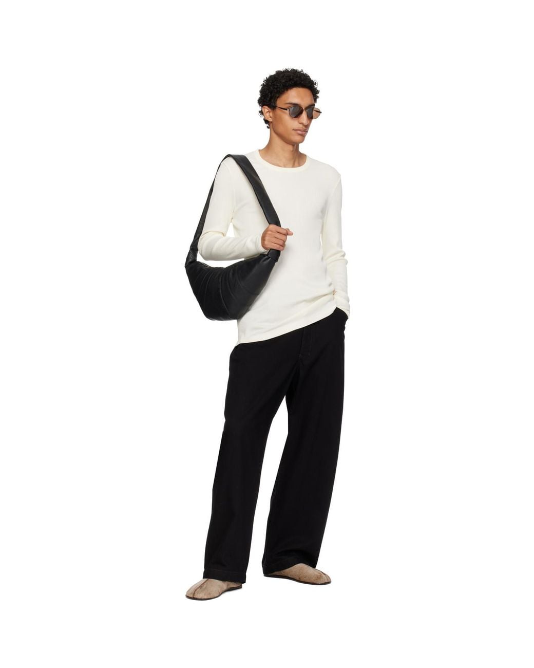 Lemaire Black Medium Croissant Bag for men