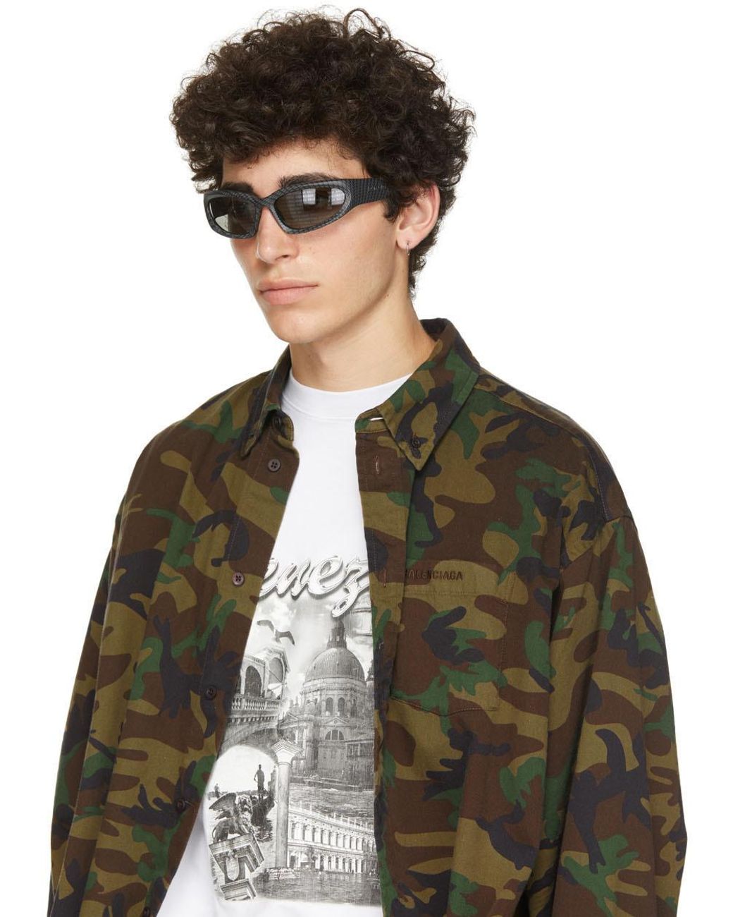 balenciaga swift oval sunglasses silver レディース