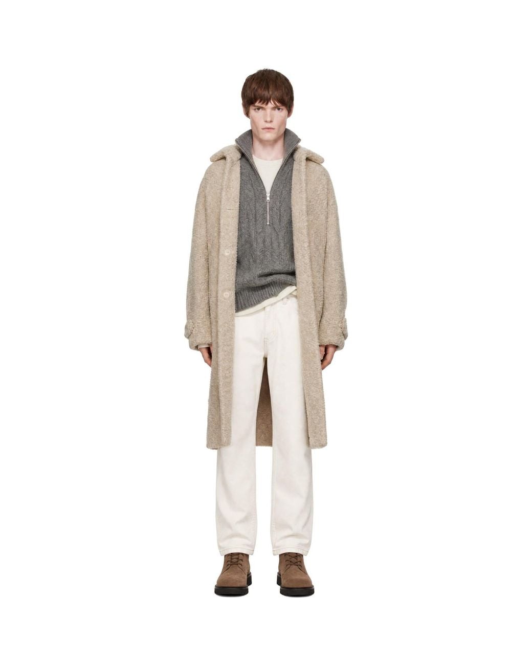 Cordera Metallic Alpaca Boucle Long Coat for men