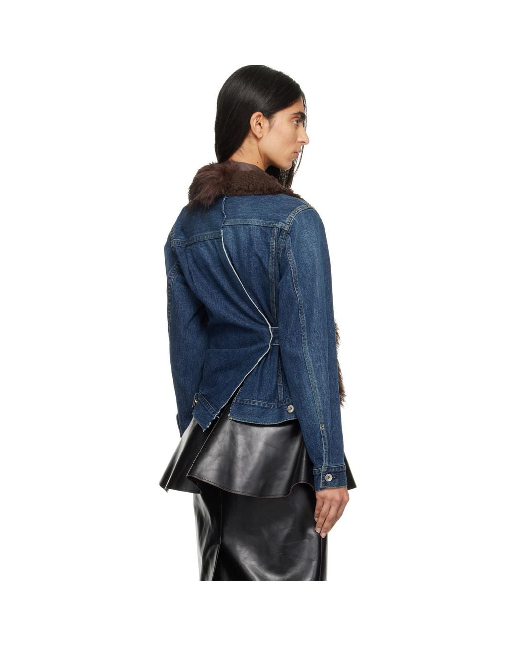 Sacai Blue Faux-Fur Denim Jacket