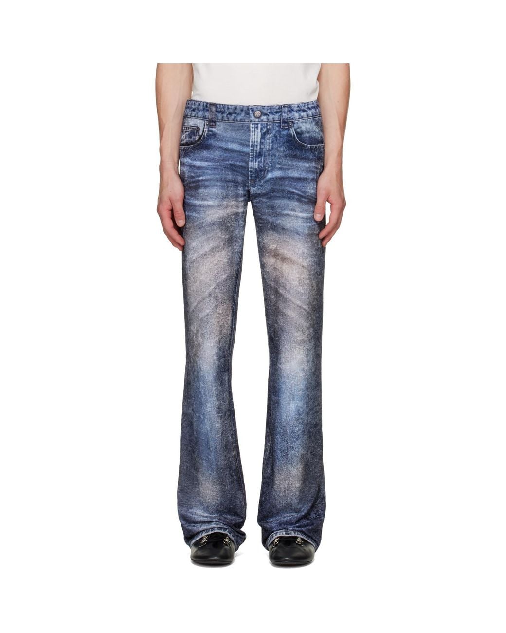 AVAVAV Blue Paris Printed Velour Trousers for men