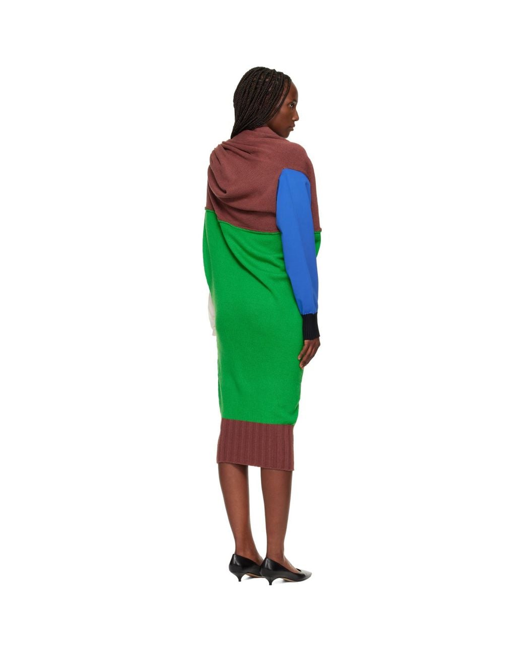 Issey Miyake Green November Sleeves Collection Midi Dress