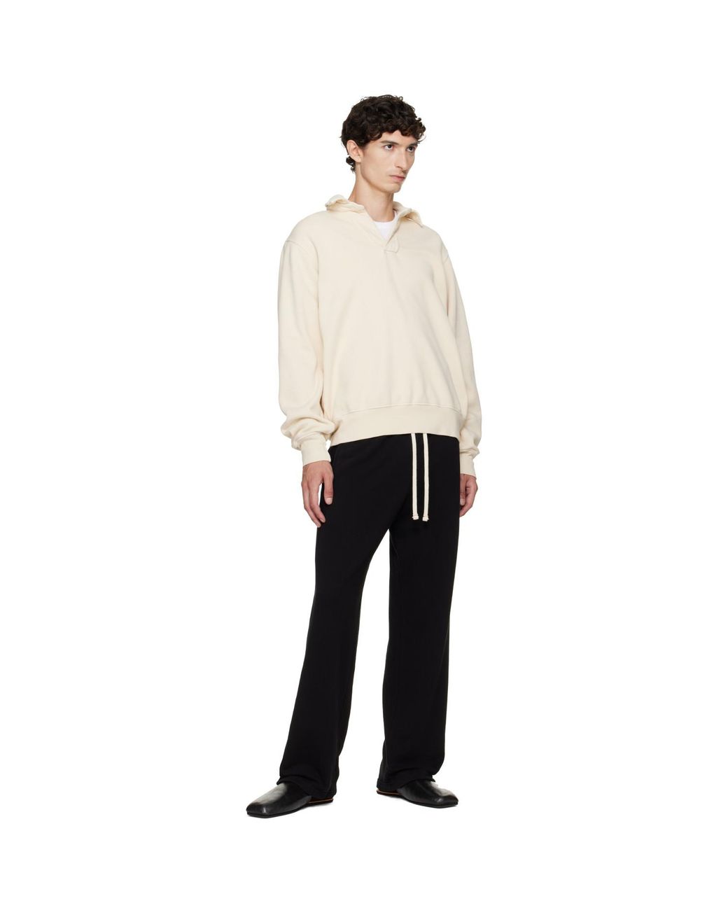 Les Tien Black French Terry Classic Sweatpants for men