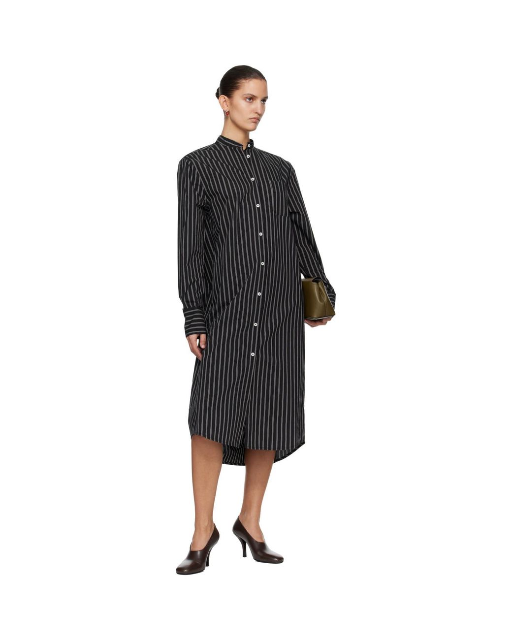 Totême Black Striped Summer Tunic Midi Dress