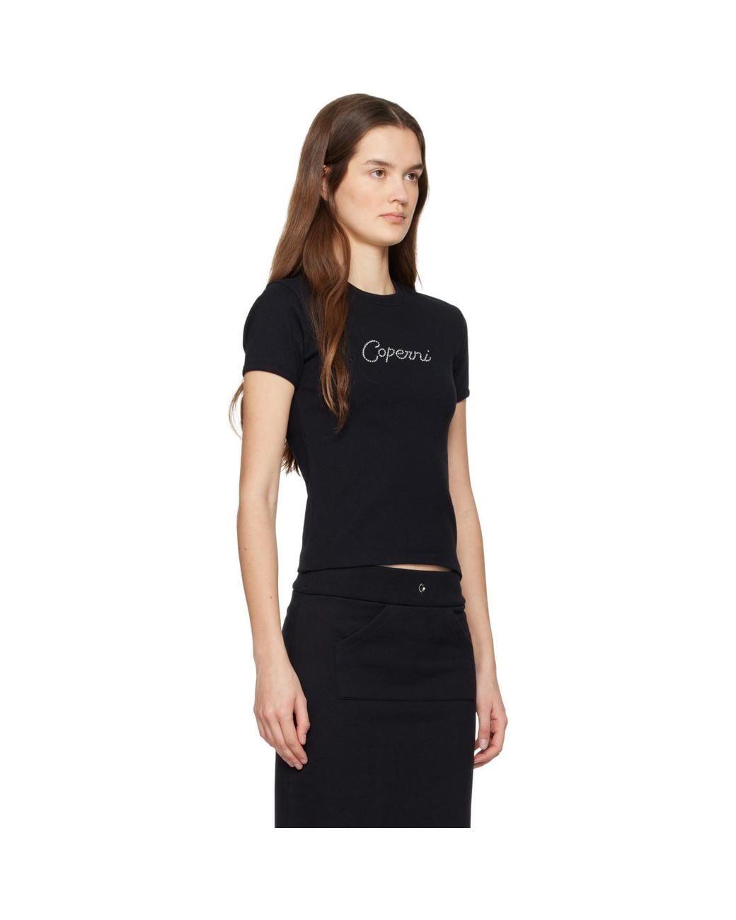 Coperni Black Baby Crystal T-Shirt
