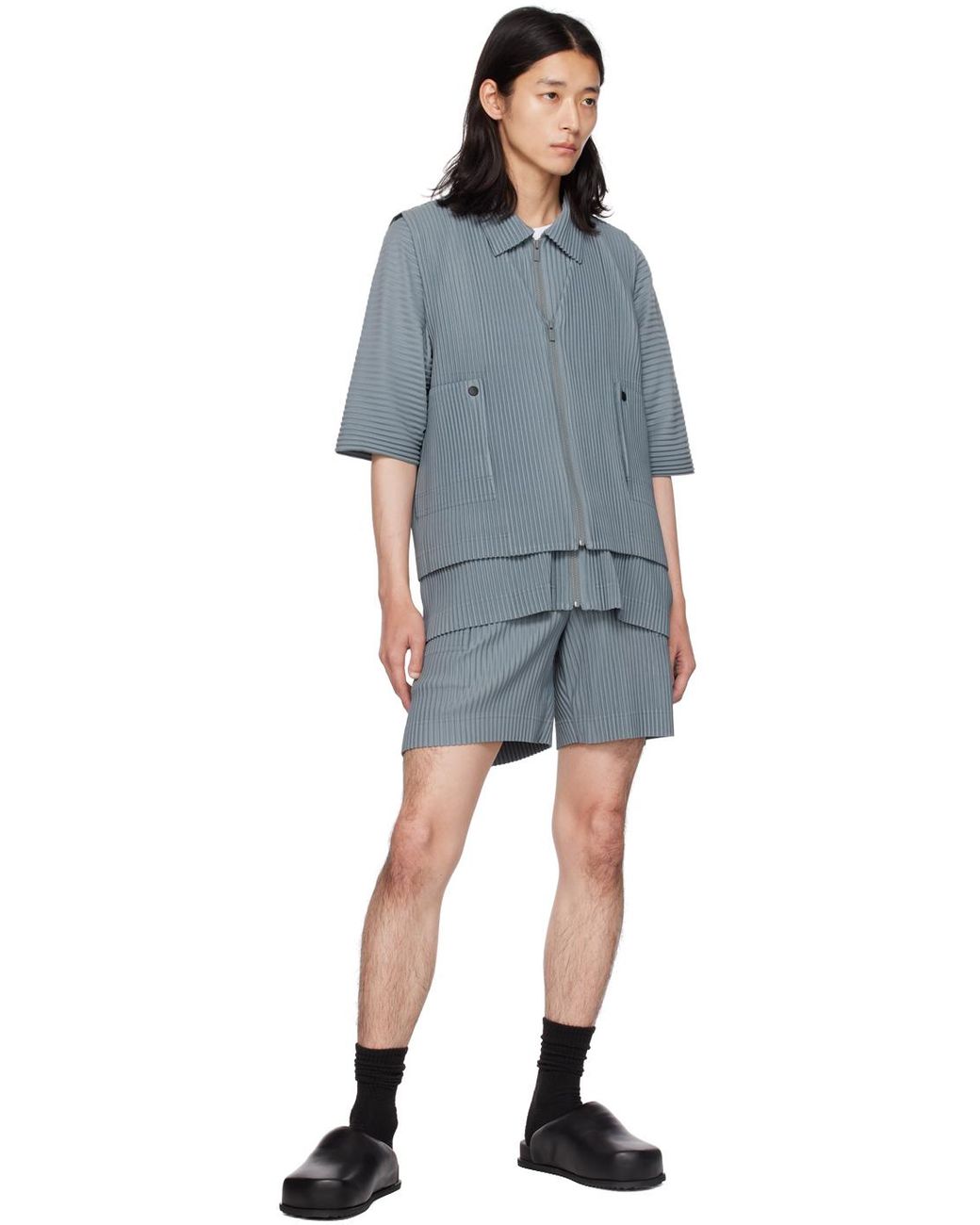 Homme Plissé Issey Miyake Green Flip Shirt in Blue for Men | Lyst