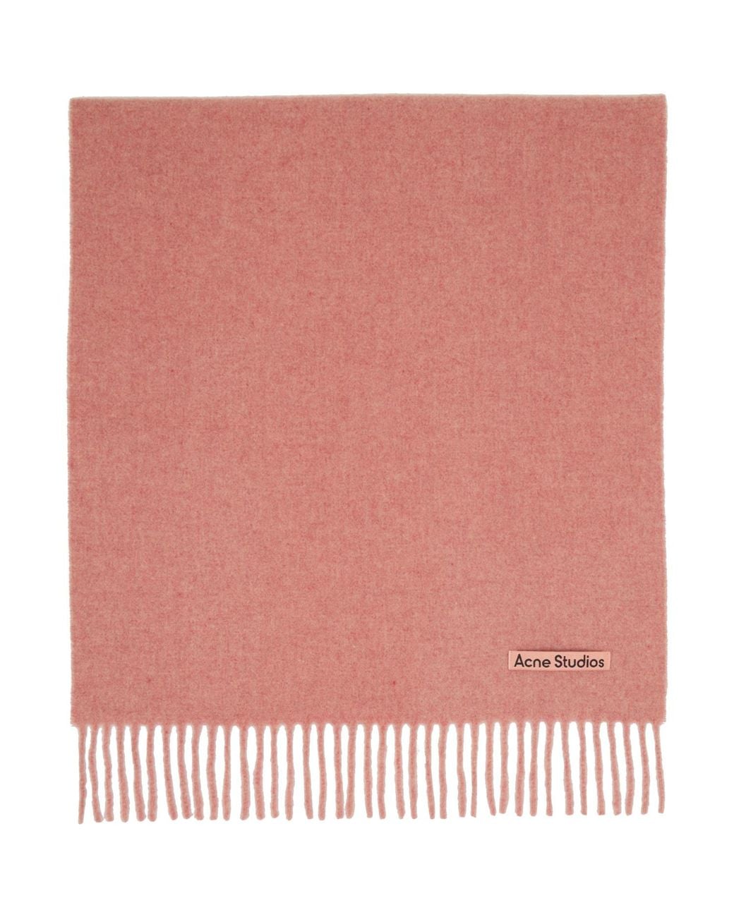 Acne Pink Fringe Wool Narrow Scarf for men
