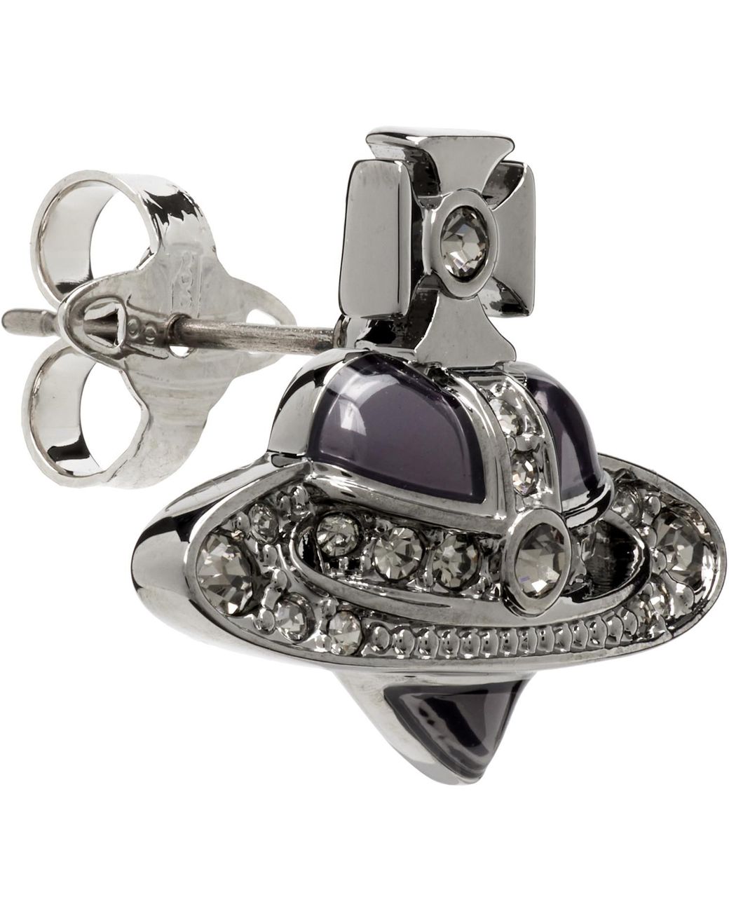 Vivienne Westwood Diamante Heart Stud Single Earring in Metallic
