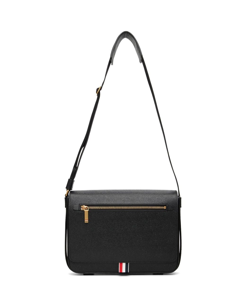 Thom Browne Black Pebble Grain Reporter Bag for men