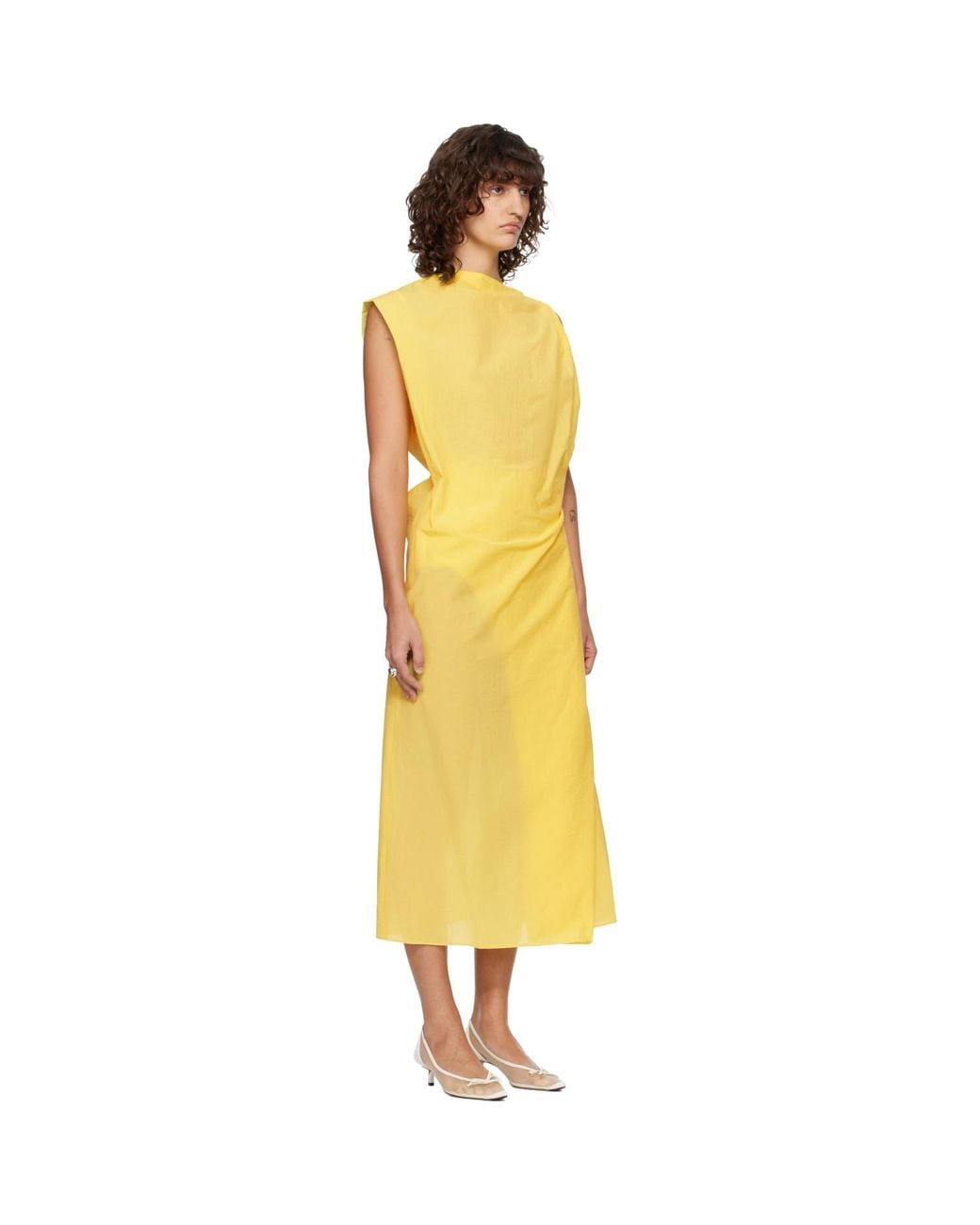 Jacquemus Yellow 'The Drap' Midi Dress