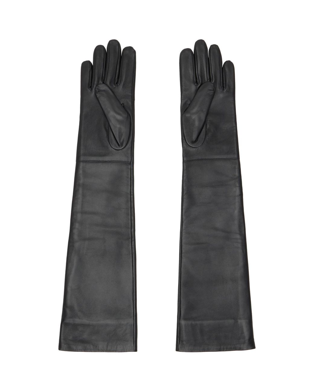 Frankie Shop Gray Veneto Long Leather Gloves