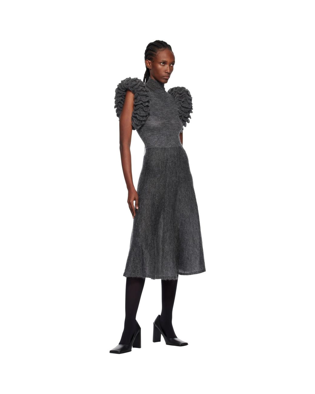 Alaïa Black Mohair Circular Midi Skirt