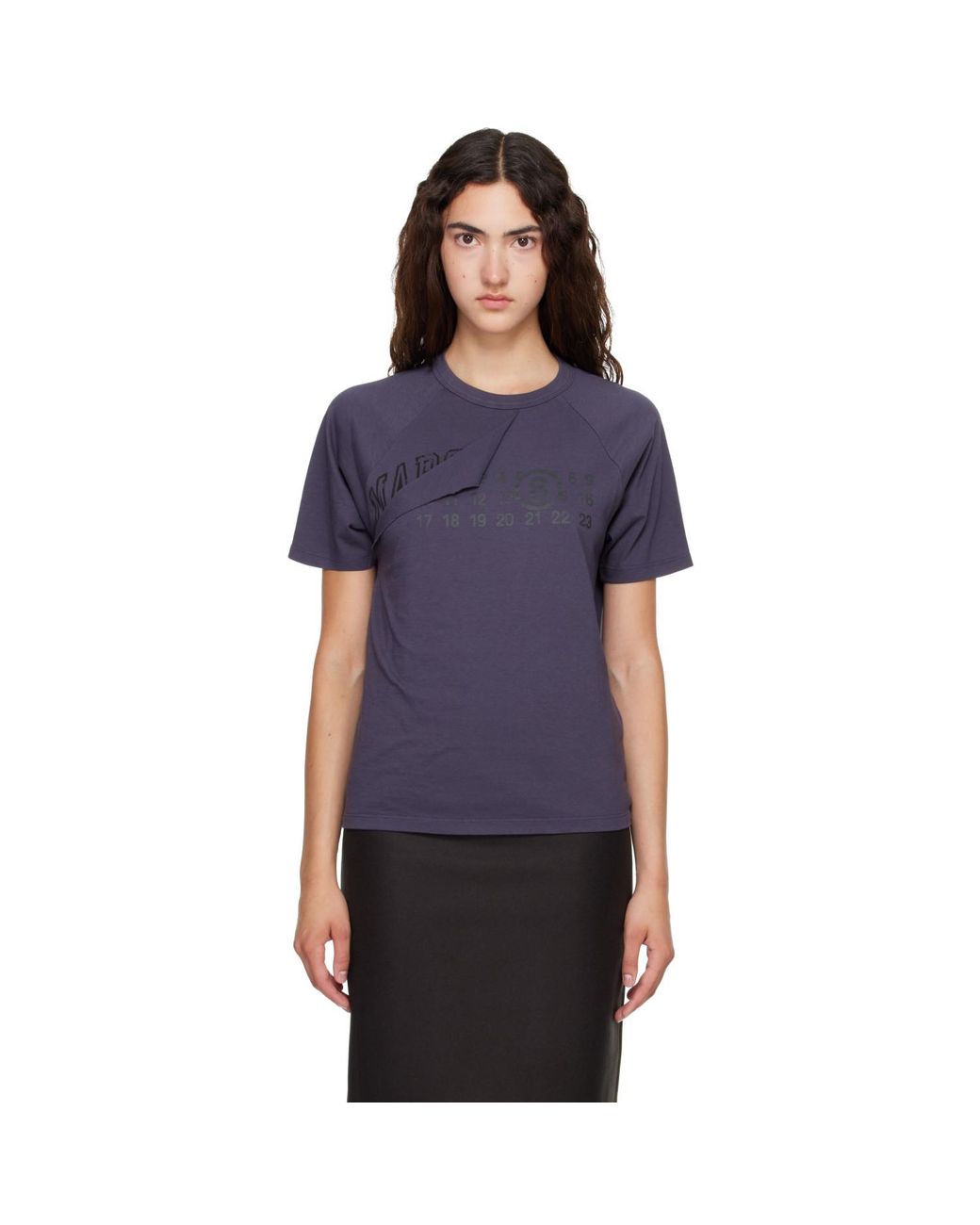 MM6 by Maison Margiela Blue Folded Logo T-Shirt