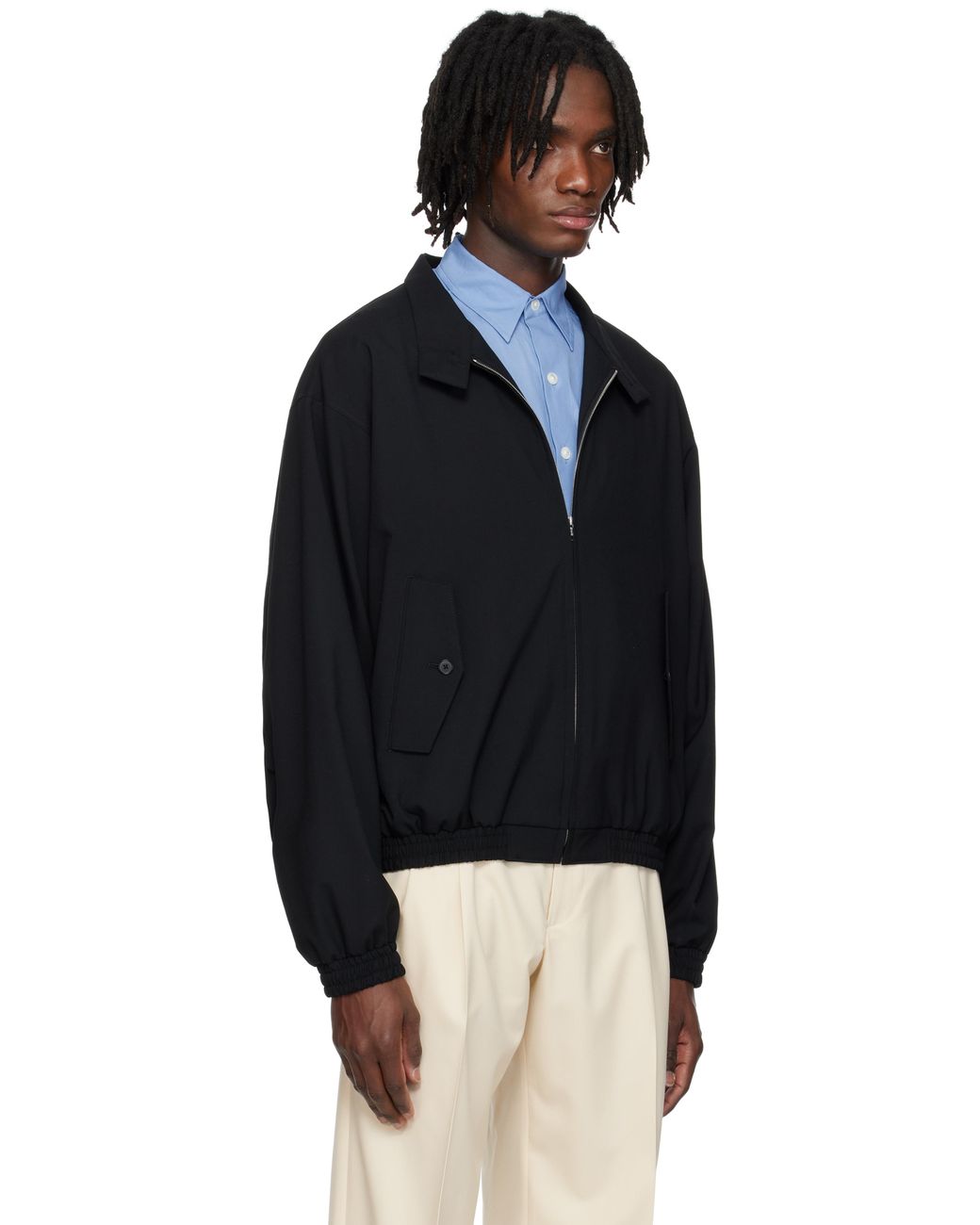 AURALEE Super Fine Tropical Wool Jacket in Black for Men