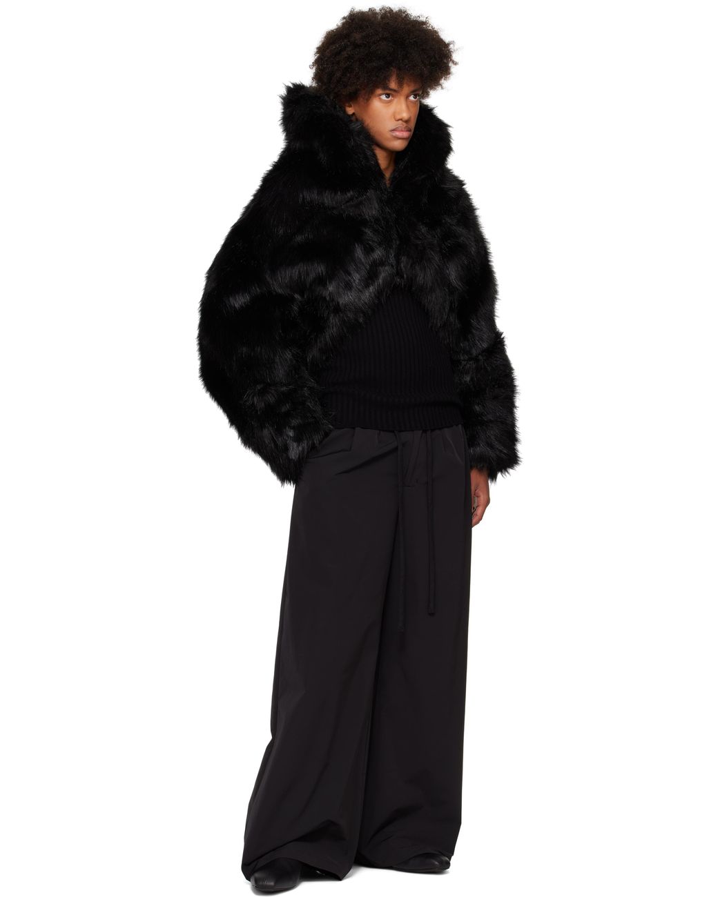 Entire studios Vicinity Crop Faux-fur Jacket in Black for Men Entire studios Vicinity Crop Faux-fur Jacket in Black for Men