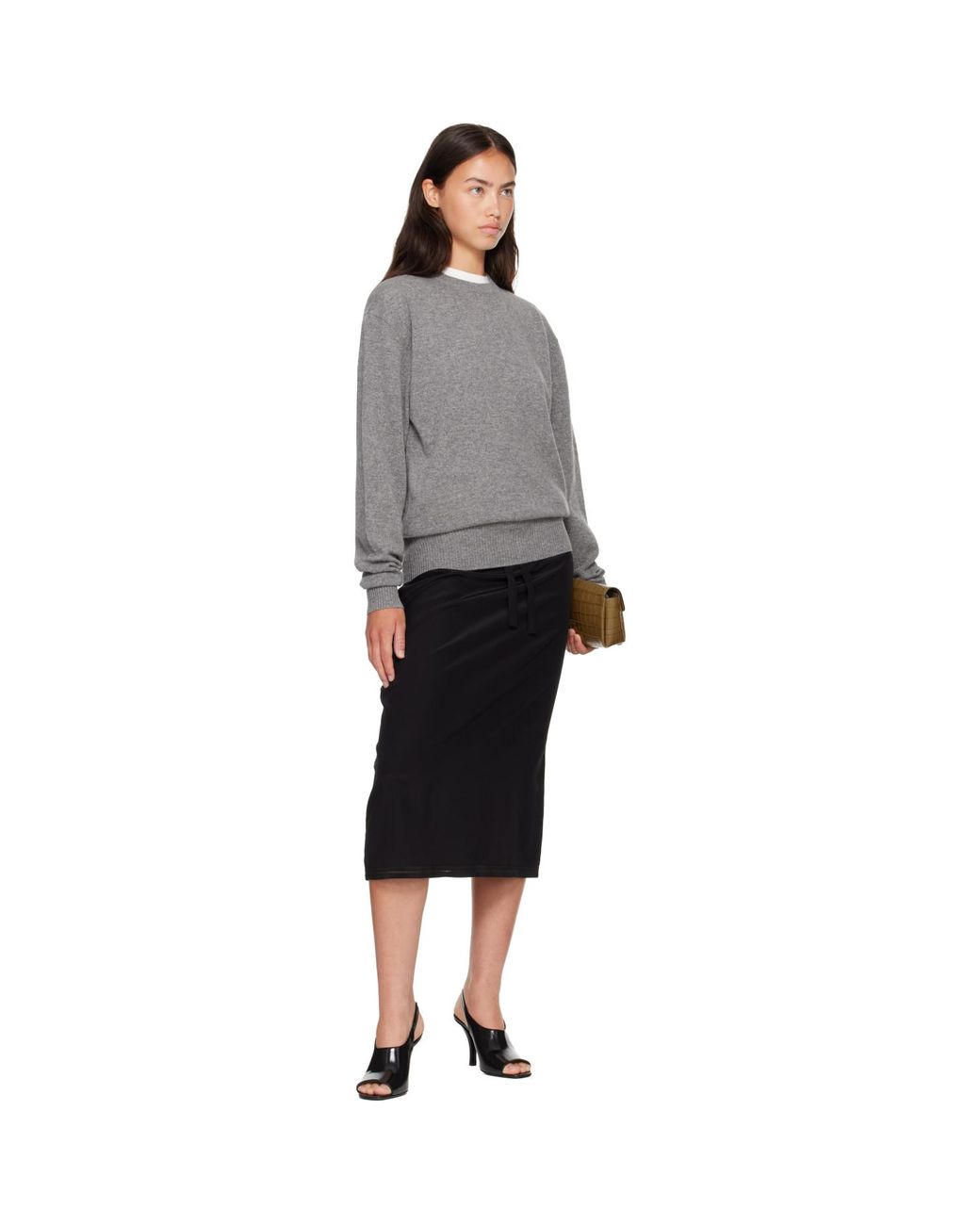 Totême  Gray Classic Cashmere Crew Knit Sweater