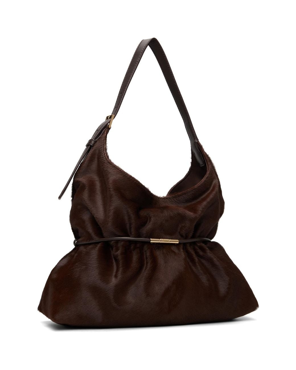 Balmain Brown Sphynx Medium Pony-Effect Leather Bag