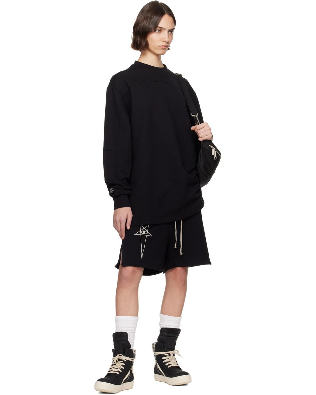 Rick Owens Blue Champion Edition Girdered Sweatshirt
