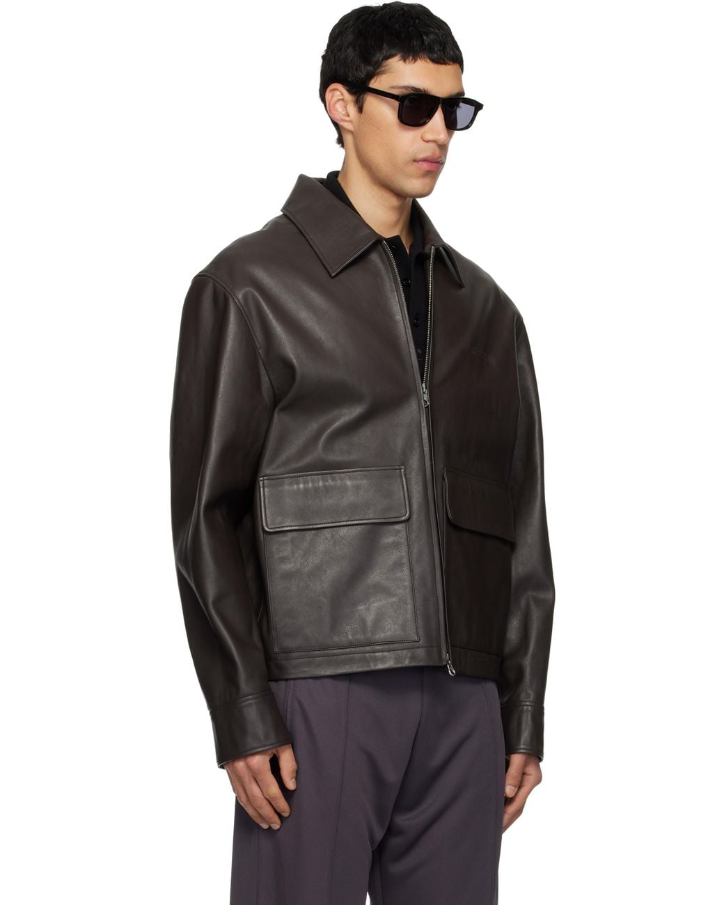 Courreges Black 2-Pocket Leather Jacket for men