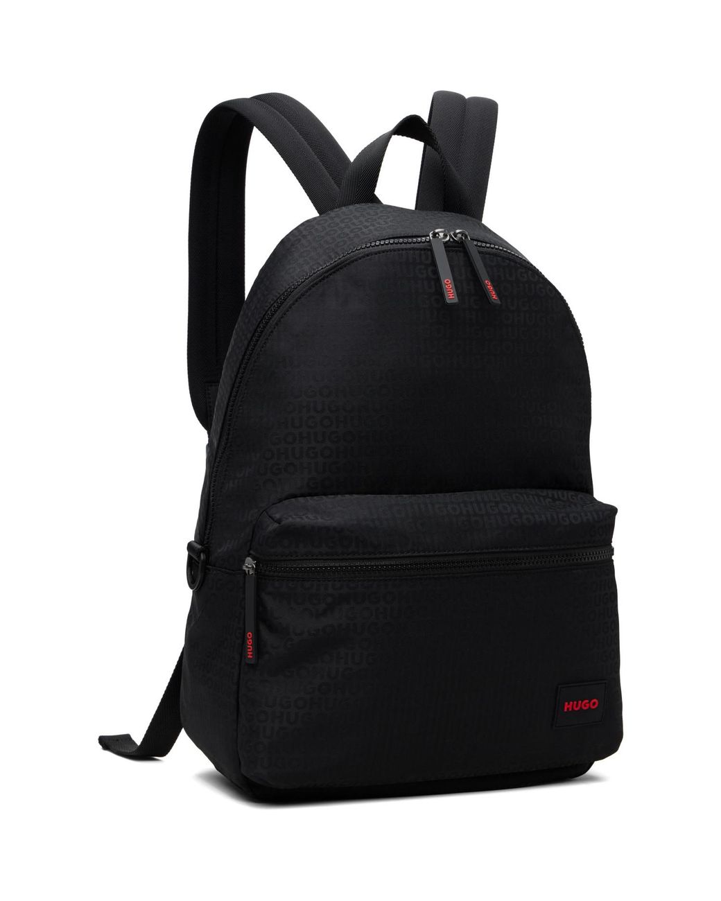 HUGO Black Jacquard Backpack for men
