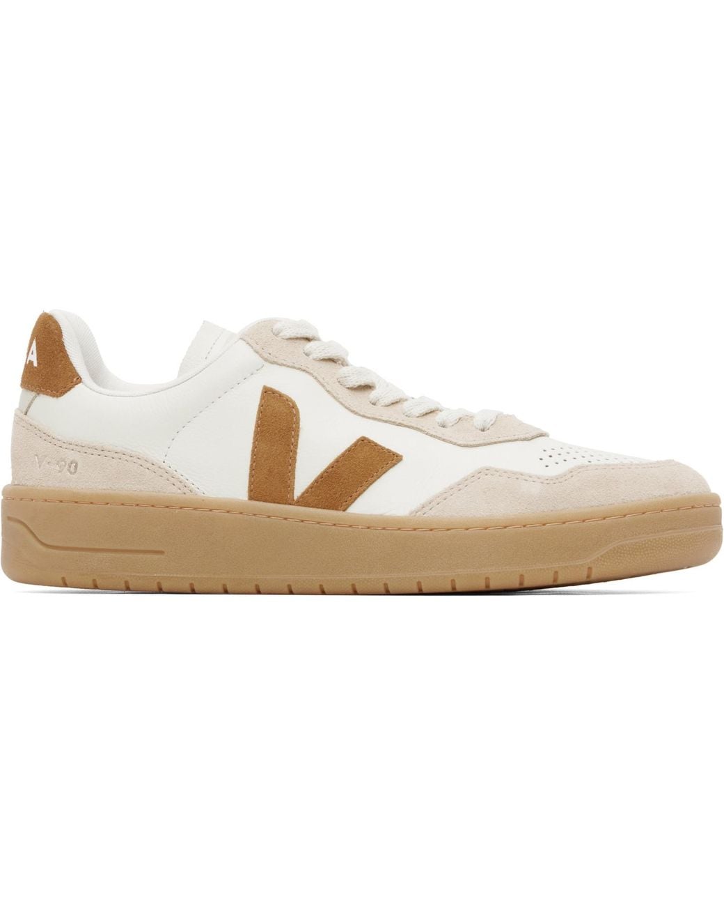 Veja Black Off- & Tan V-90 Leather Sneakers for men