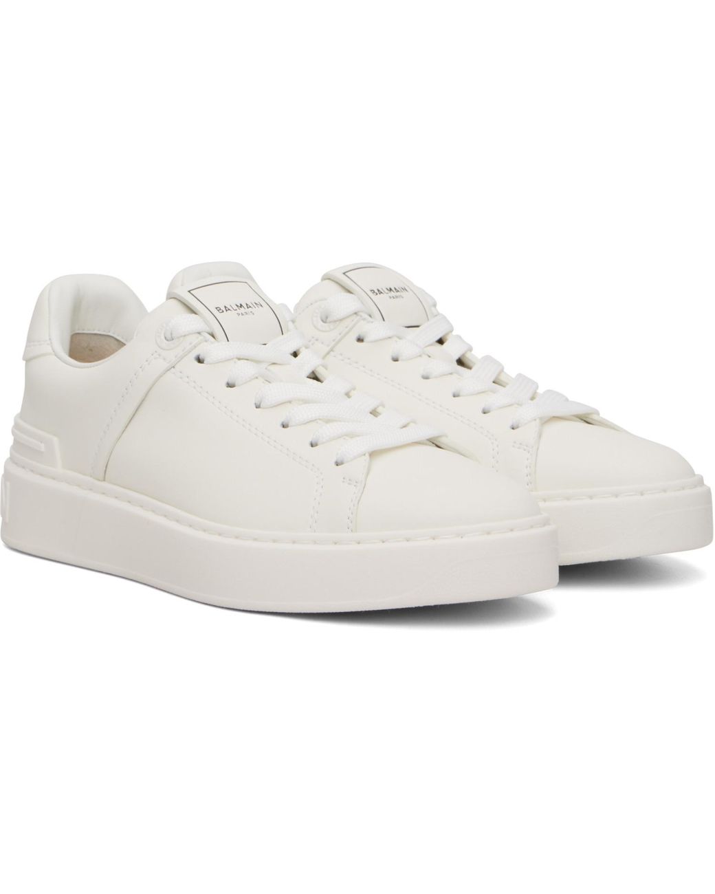 Balmain White B-Court Calfskin Sneakers for men