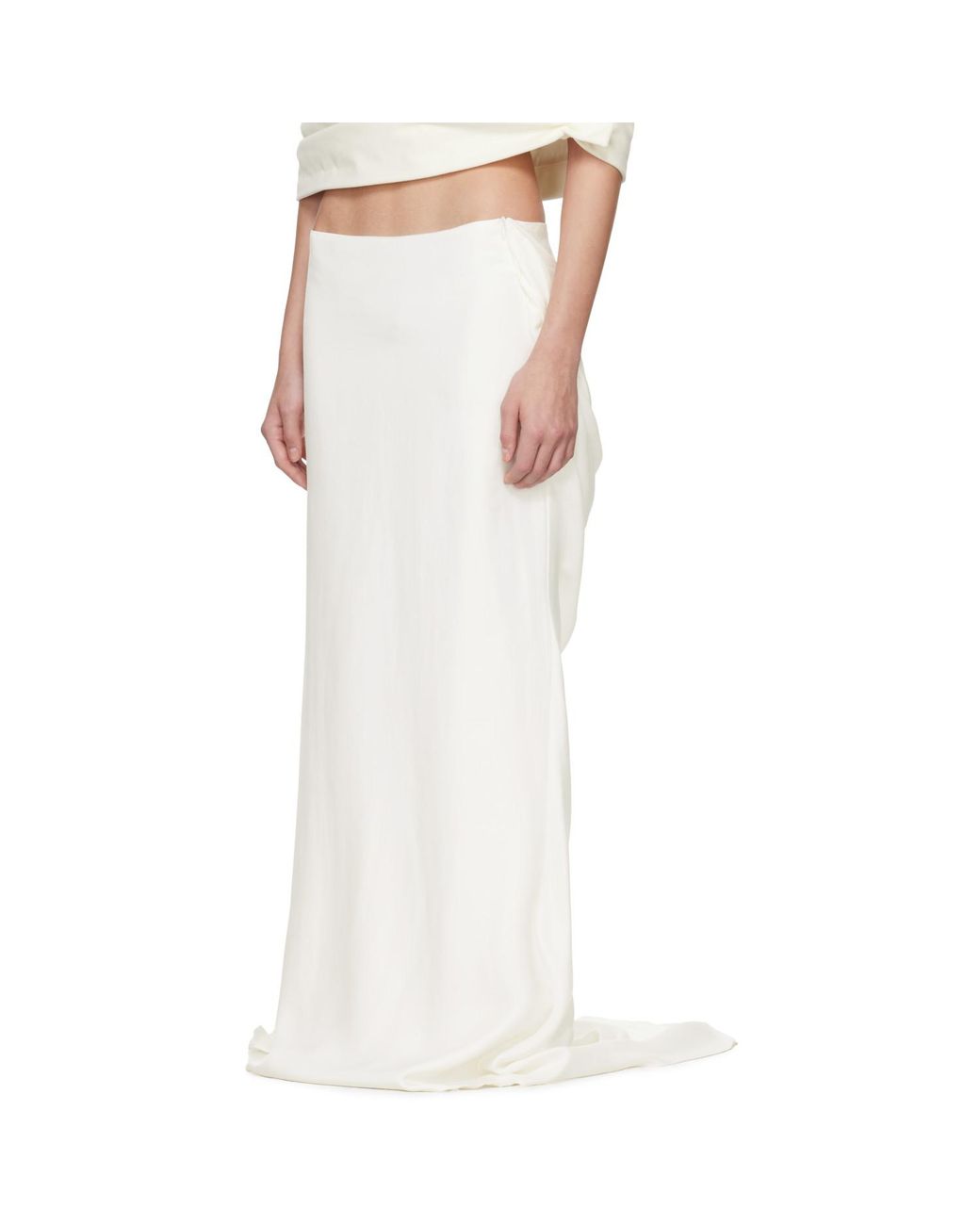 Colleen Allen White Ssense Exclusive Bridal Capsule Silk Bustle Maxi Skirt