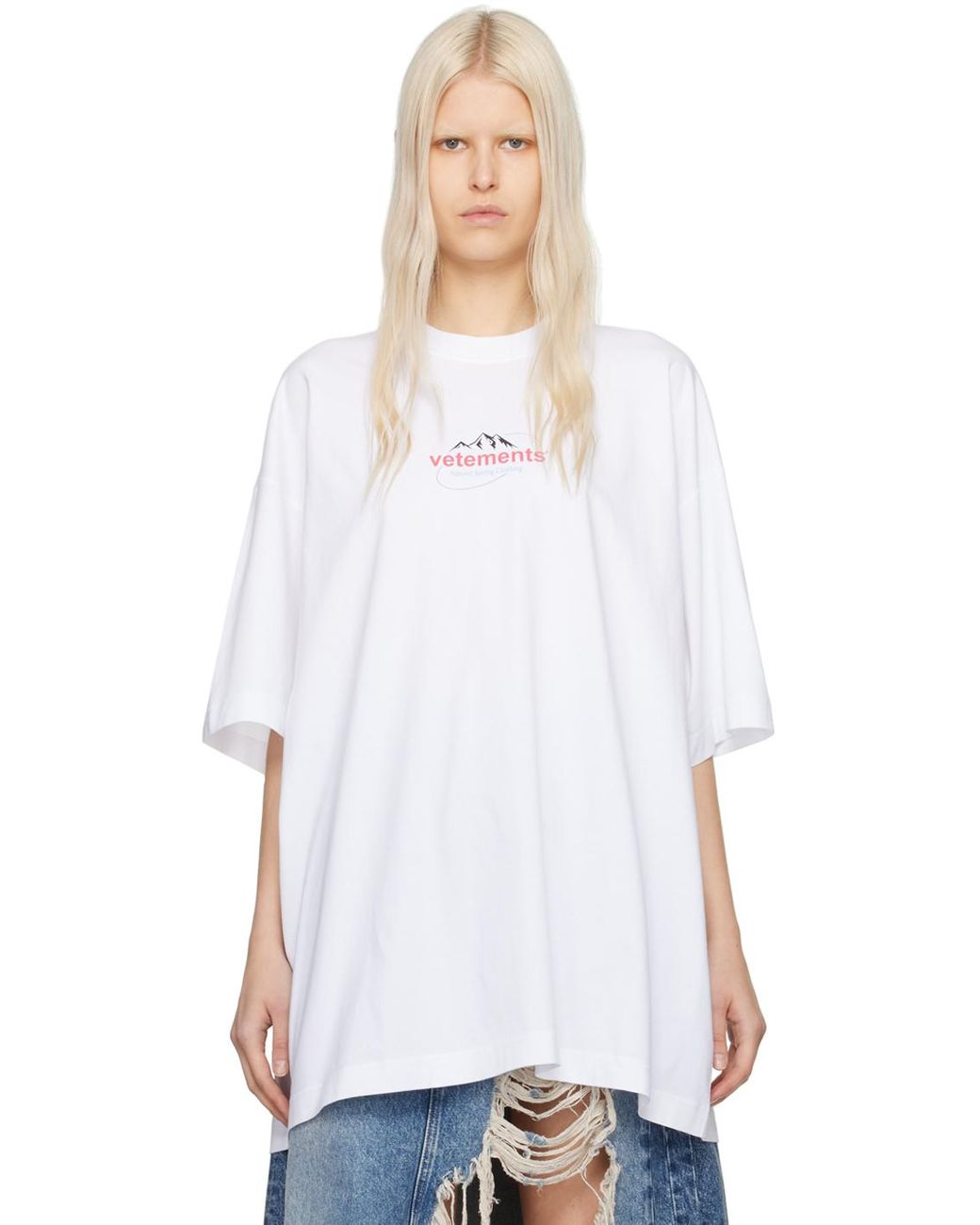 【関税込み】VETEMENTS ホワイト Spring Water Tシャツ Buy VETEMENTS women white spring water printed t-shirt for
