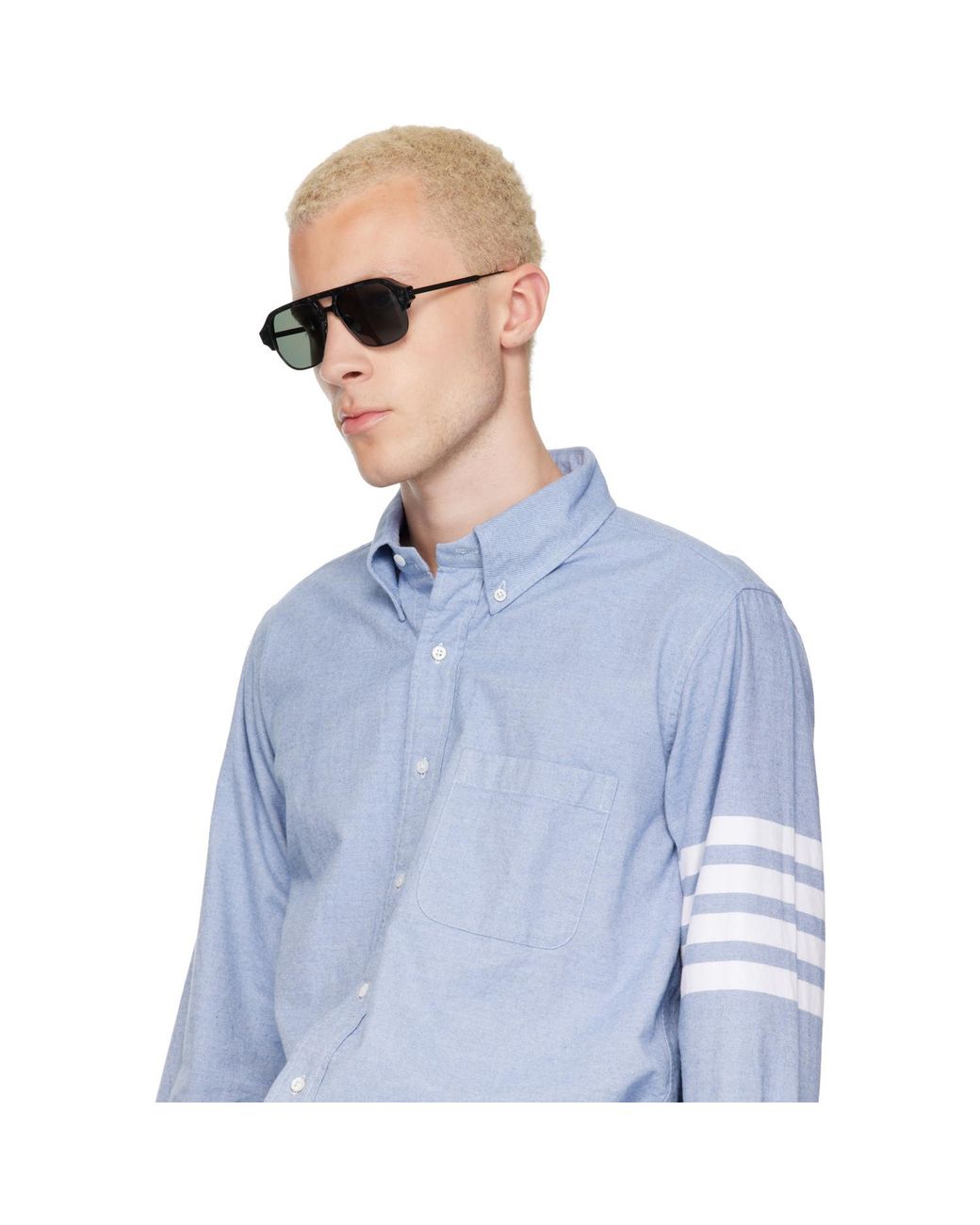 Thom Browne Gray Acetate & Titanium Aviator Pilot Sunglasses for men