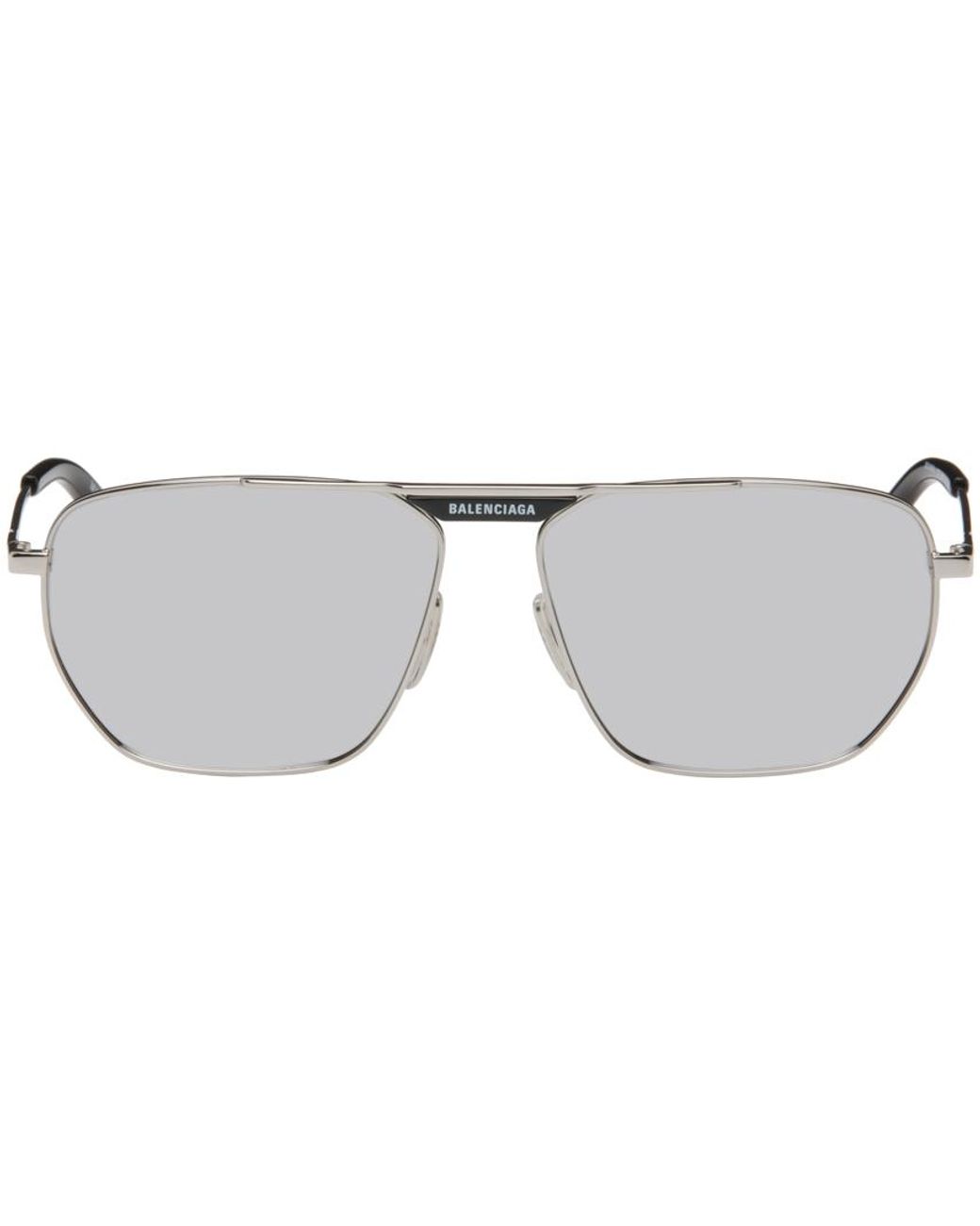 Balenciaga Silver Tag 2.0 Navigator Sunglasses in Black for