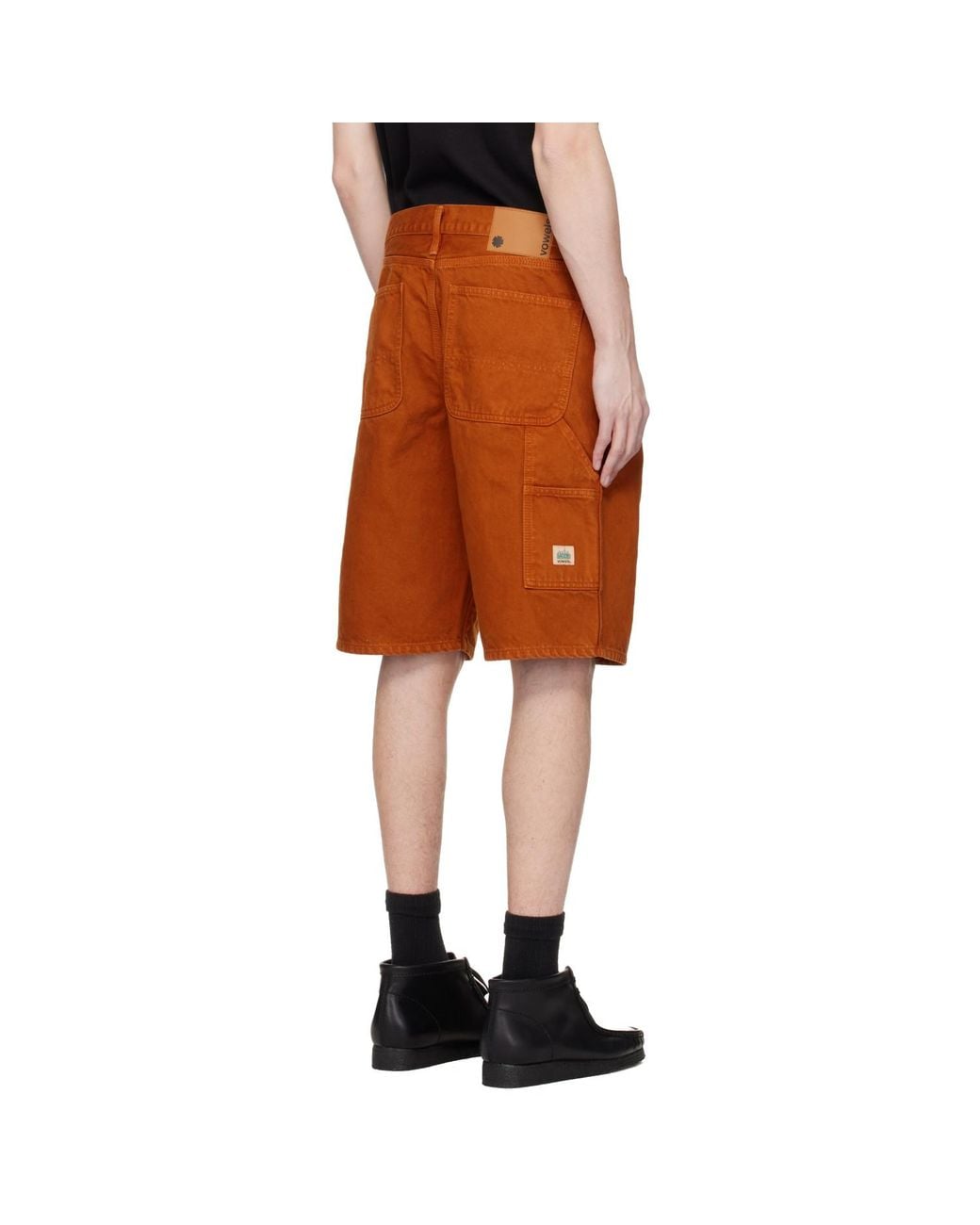 vowels Black Overdyed Painter Shorts for men