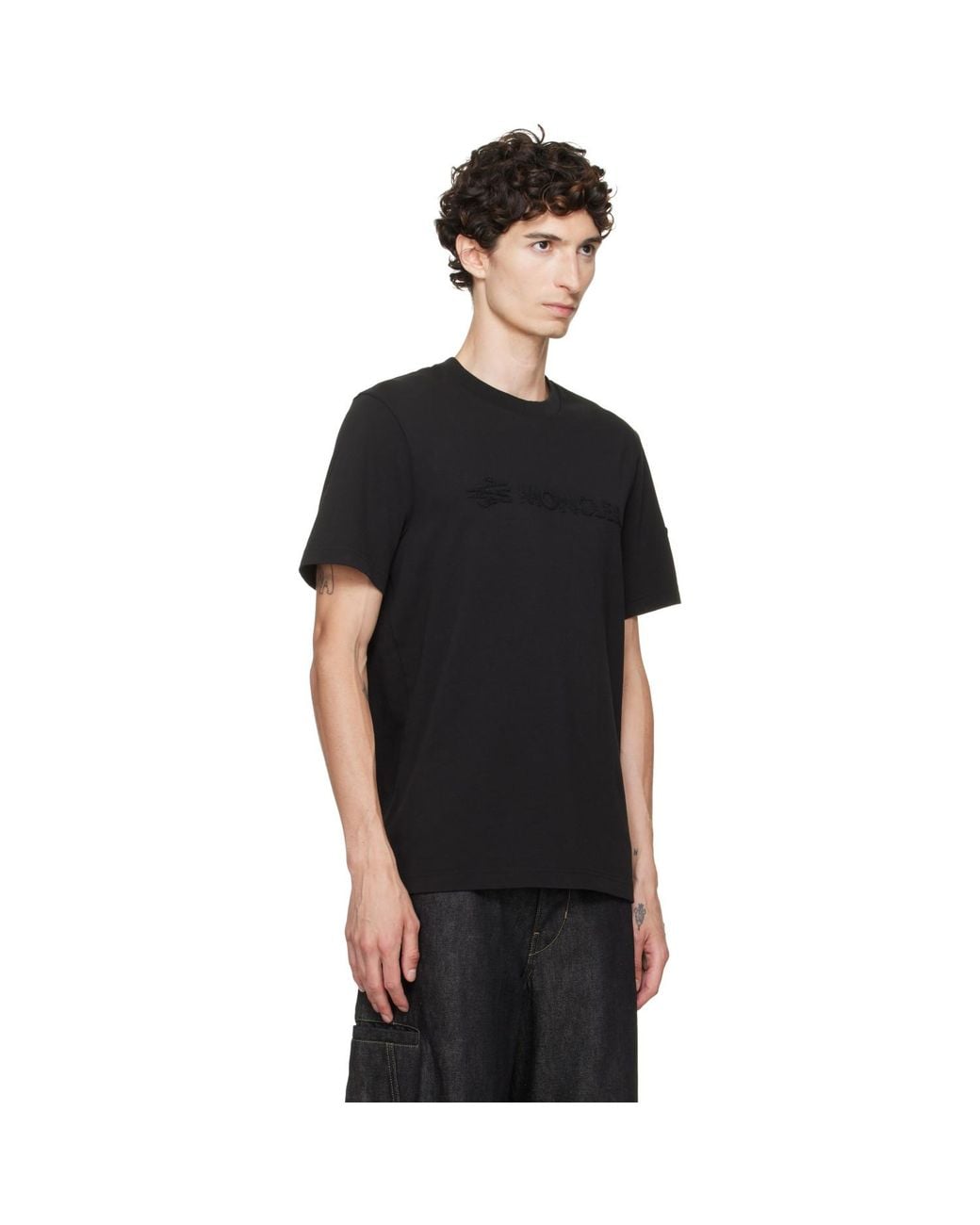 Moncler Black Logo Cotton T-Shirt for men