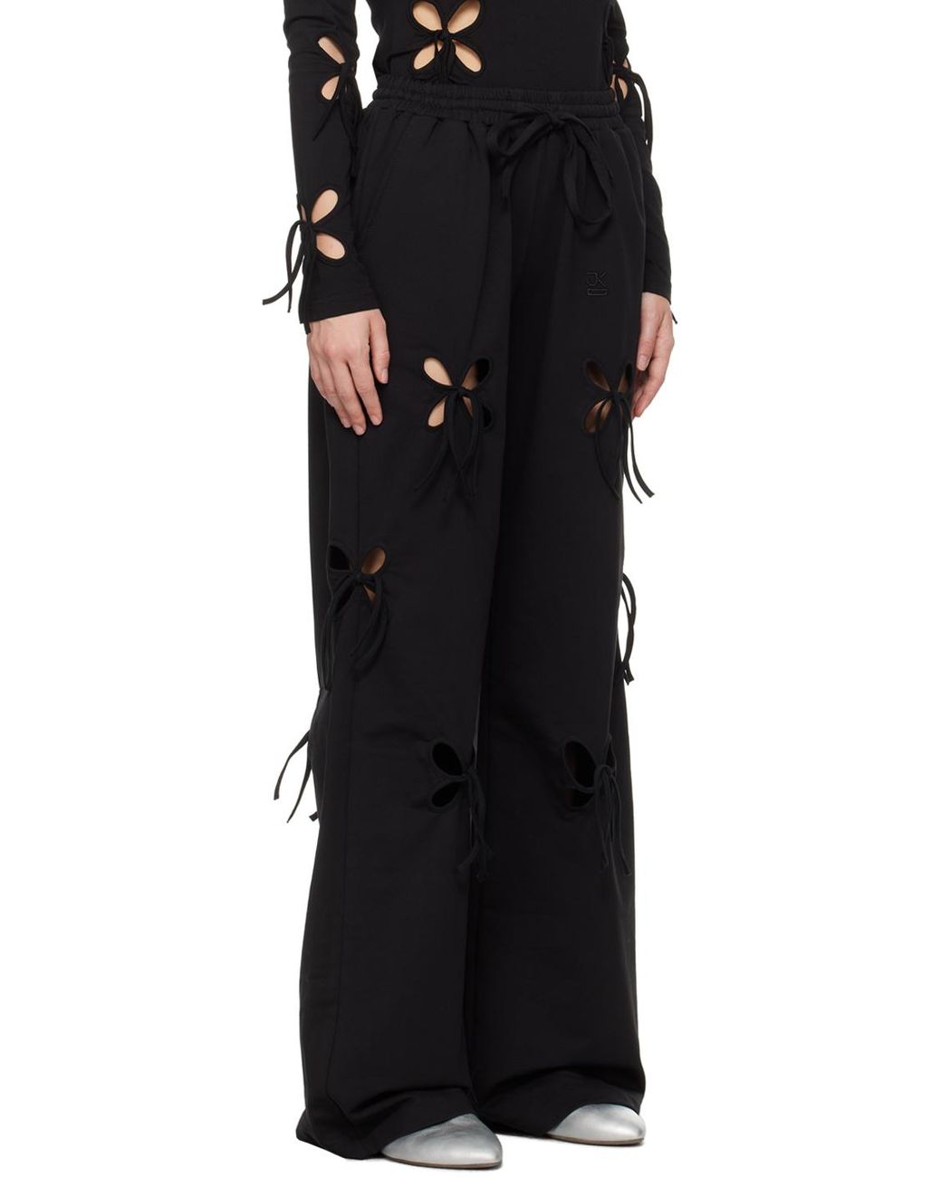 【関税込み】J.Kim ブラック Colorful Petal ラウンジパンツ jkim-designer-Black-Petal-