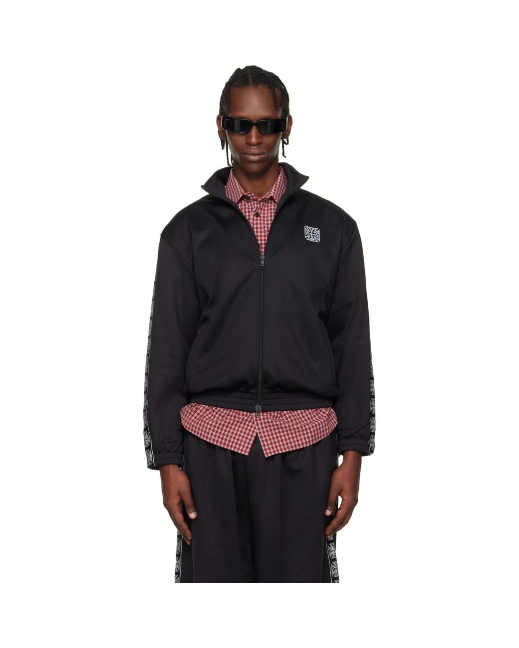 Vetements Black Biker Cross Tape Zip-Up Track Jacket for men
