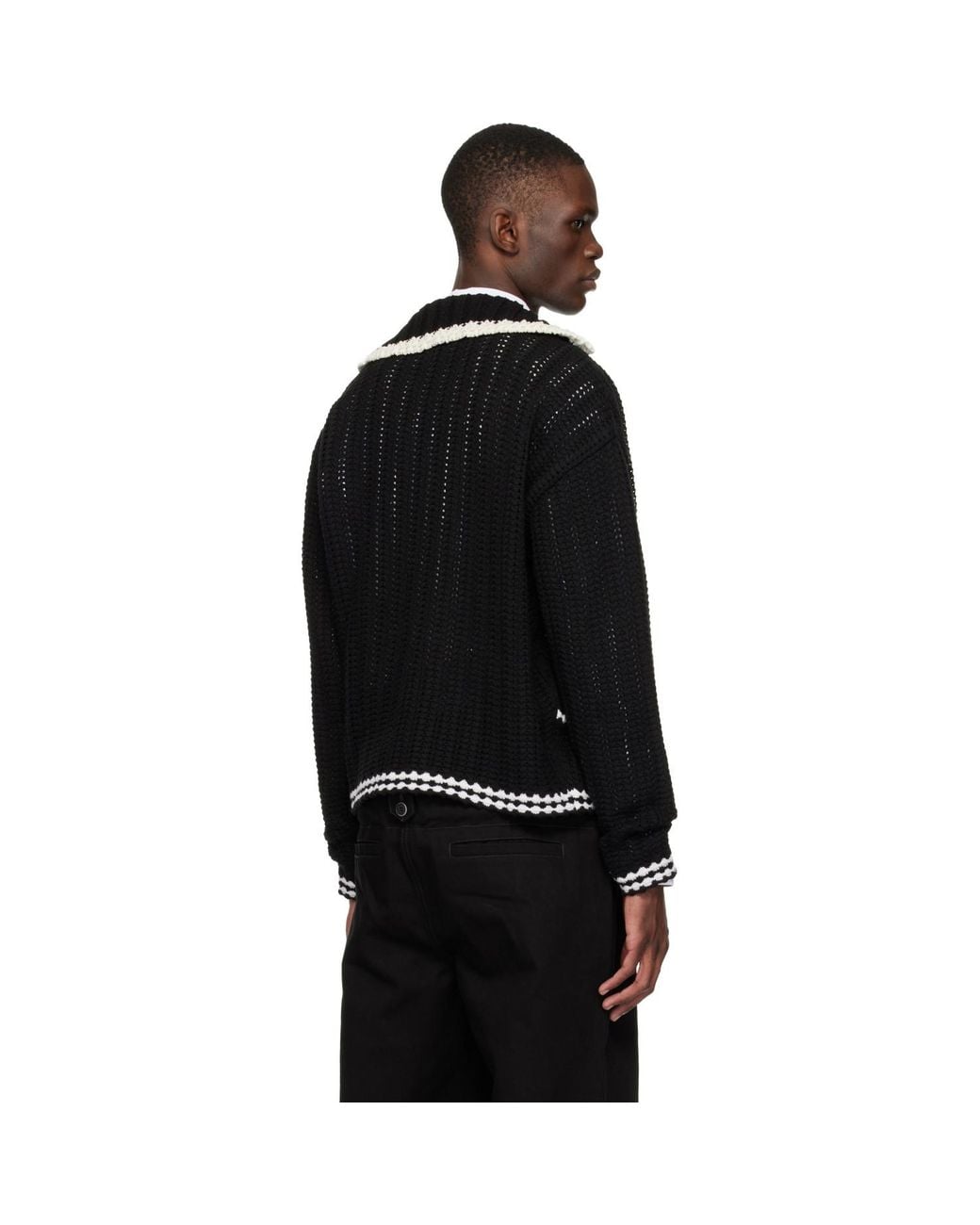 ANDERSSON BELL Black New Fantasia Collar Cardigan for men