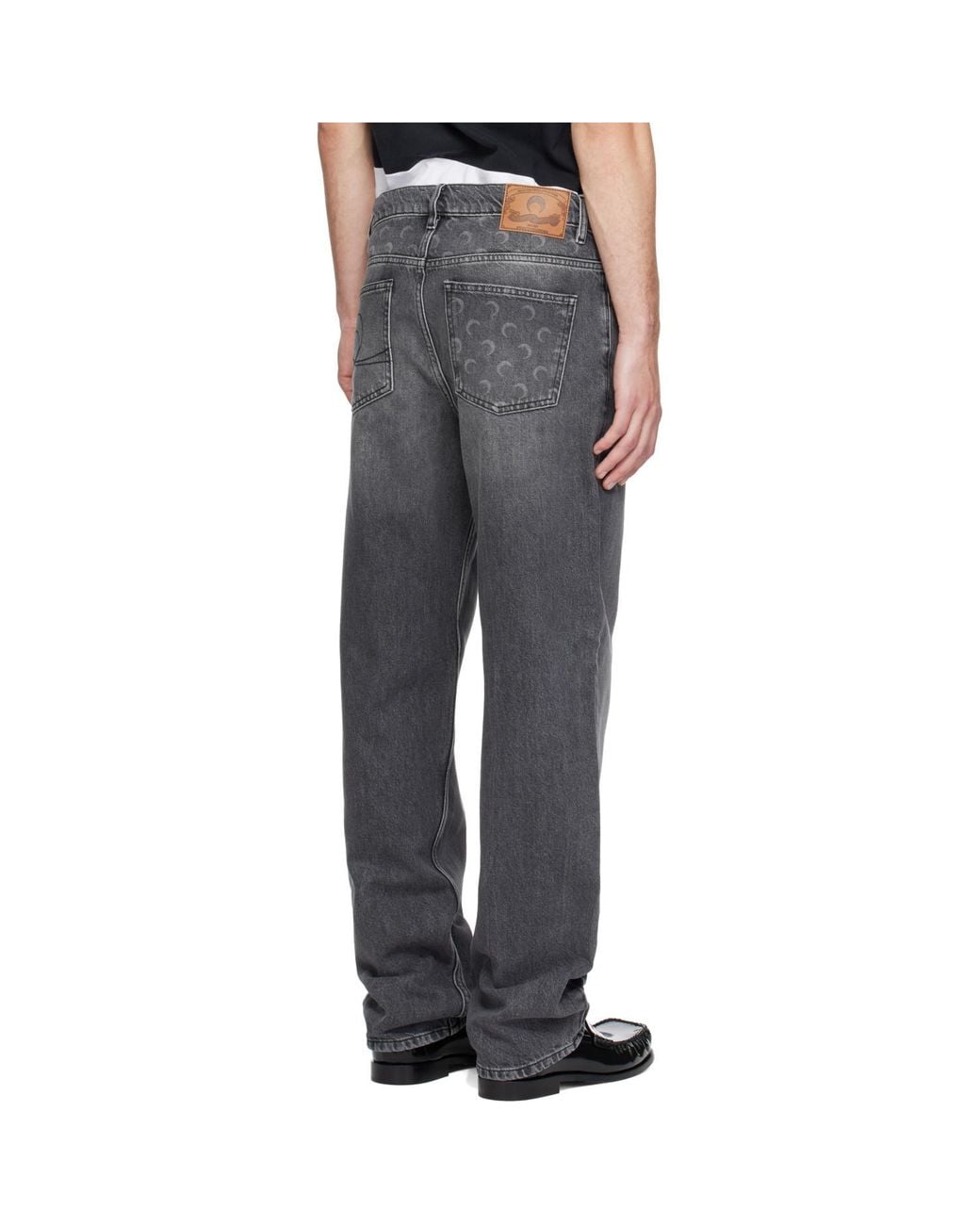 MARINE SERRE Gray Moon Laser Wash Straight Jeans for men