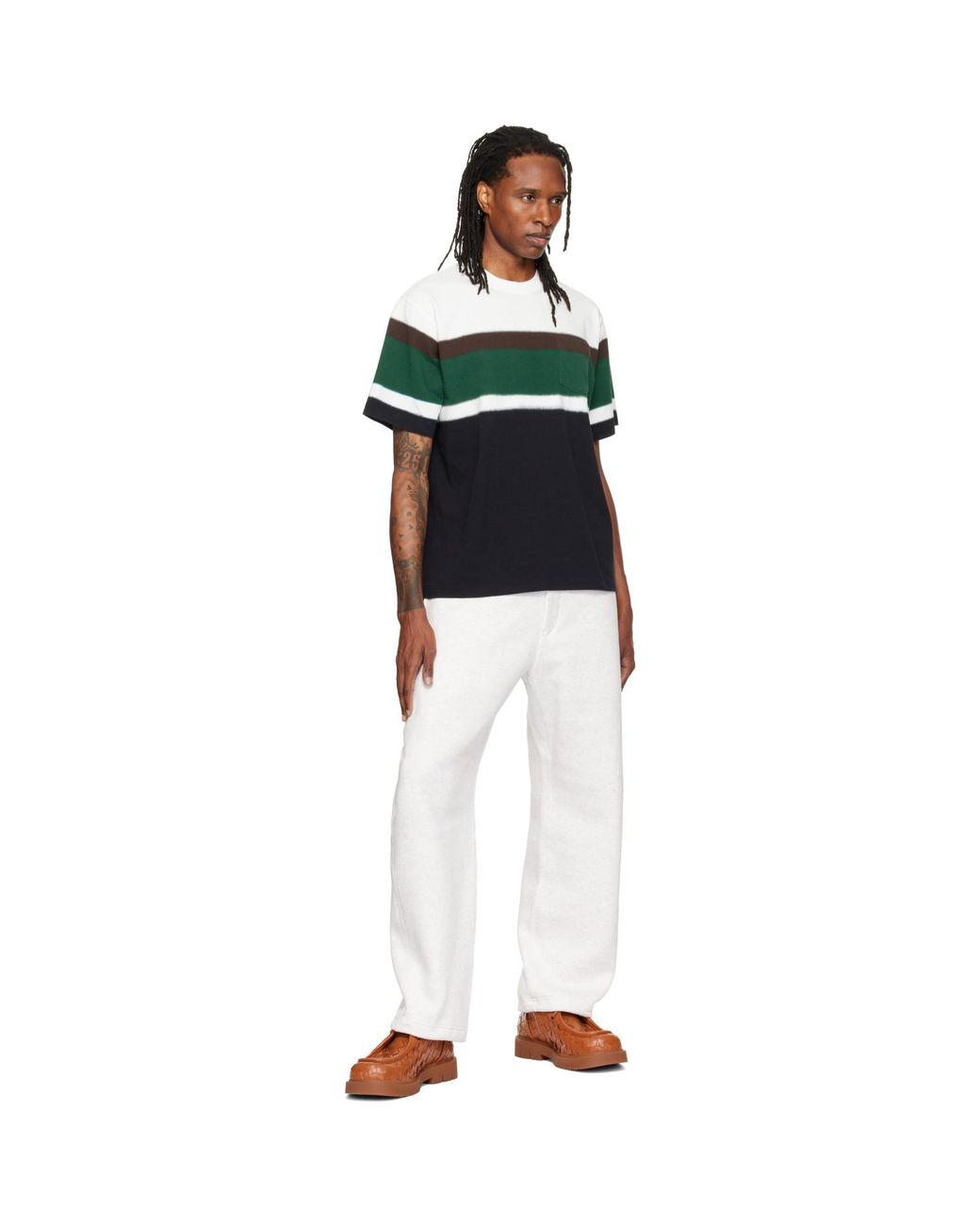Sacai Green Chusen-Dyed Cotton Jersey T-Shirt for men