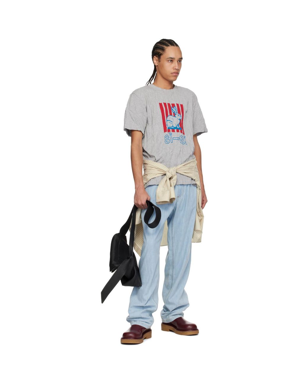 Bottega Veneta Red Crushed Cotton Printed Jersey T-Shirt for men
