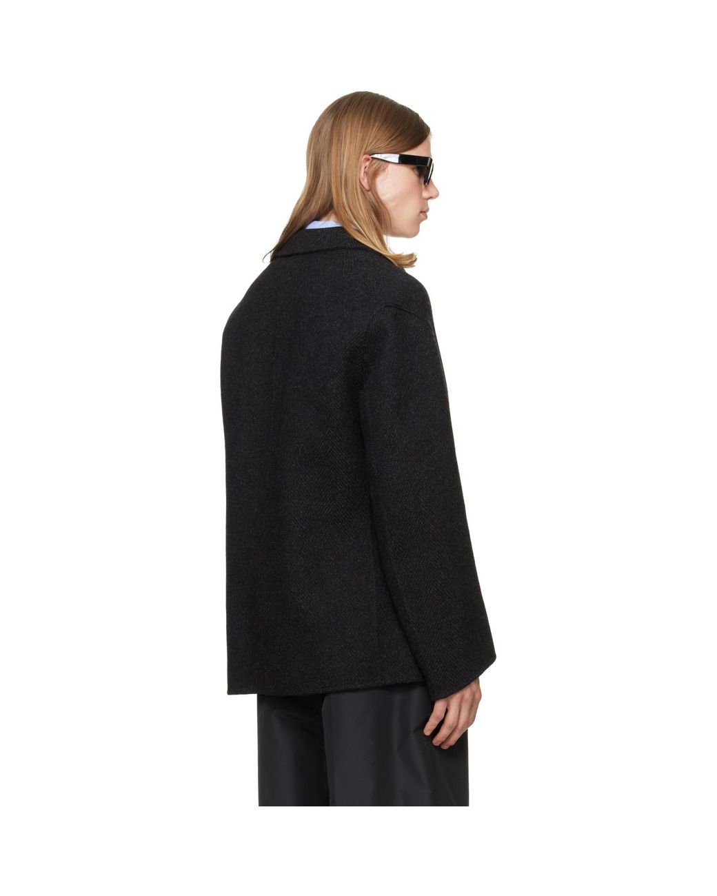 Jil Sander Black Wool Chevron Jacket for men